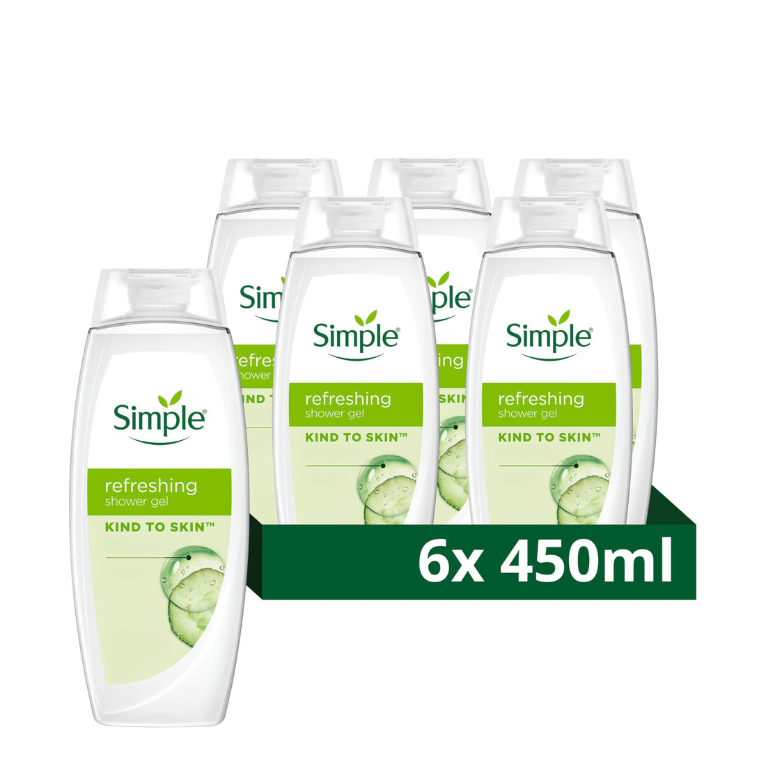 Simple Kind to Skin Kids Hypoallergenic Hair & Body Wash pack of 6 with chamomile oil shampoo for kids 225 ml, White