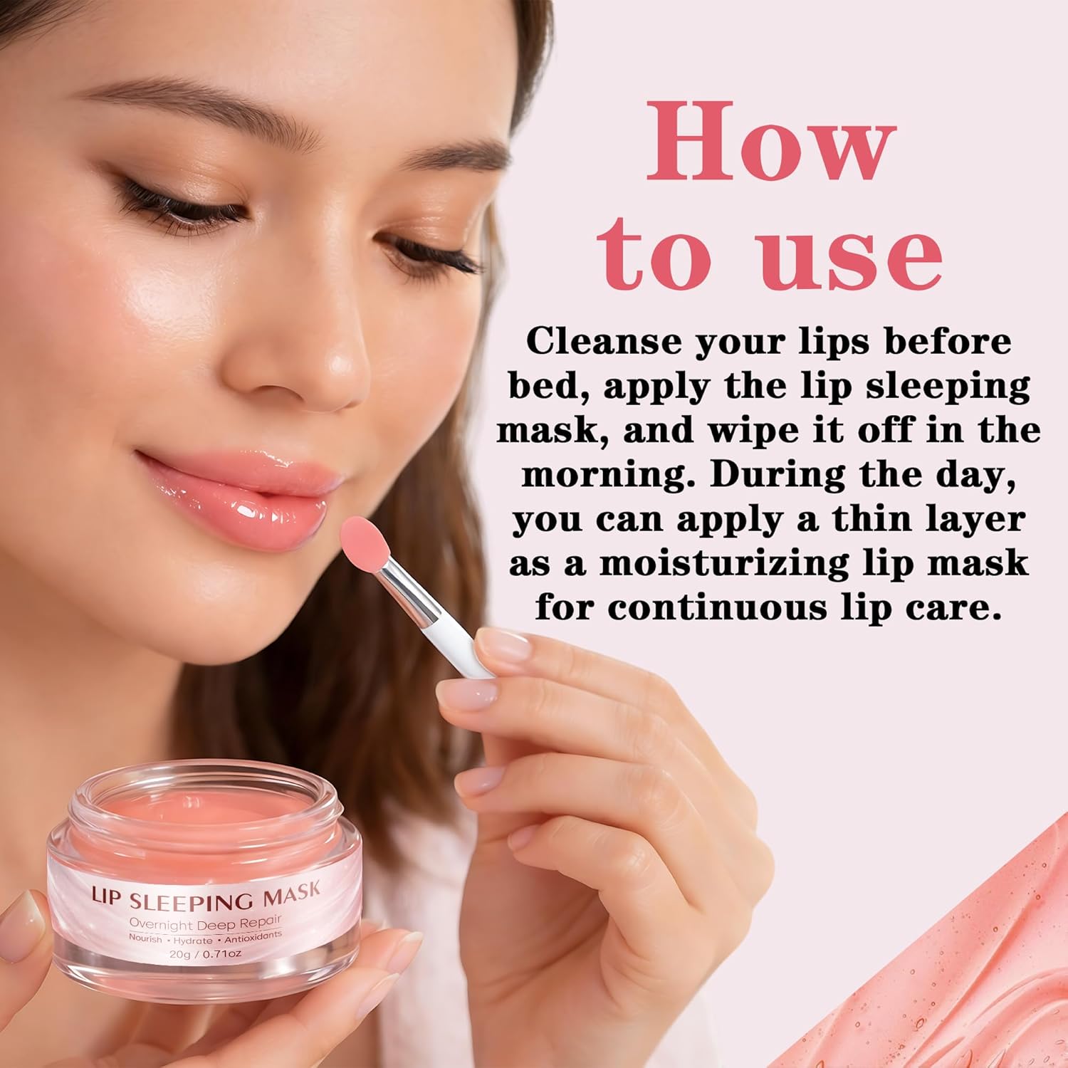 Lip Mask Overnight: Nourish, Hydrate Lip Mask with Shea Butter, Hyaluronic Acid, Vitamin C, Natural Plant Oils, Antioxidants, Lip Sleeping Mask for Flaky Dry Lips, 0.71oz, Mothers day Gifts Halalzen