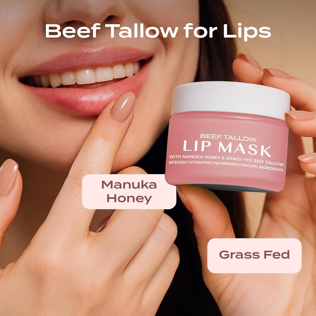 Body Restore Grass Fed Beef Tallow Lip Mask, Manuka Honey – Christmas Stocking Stuffers, White Elephant, Hydrating Moisture, Travel Essentials, Self Care, Birthday Gifts for Women, Men – Unscented Halalzen