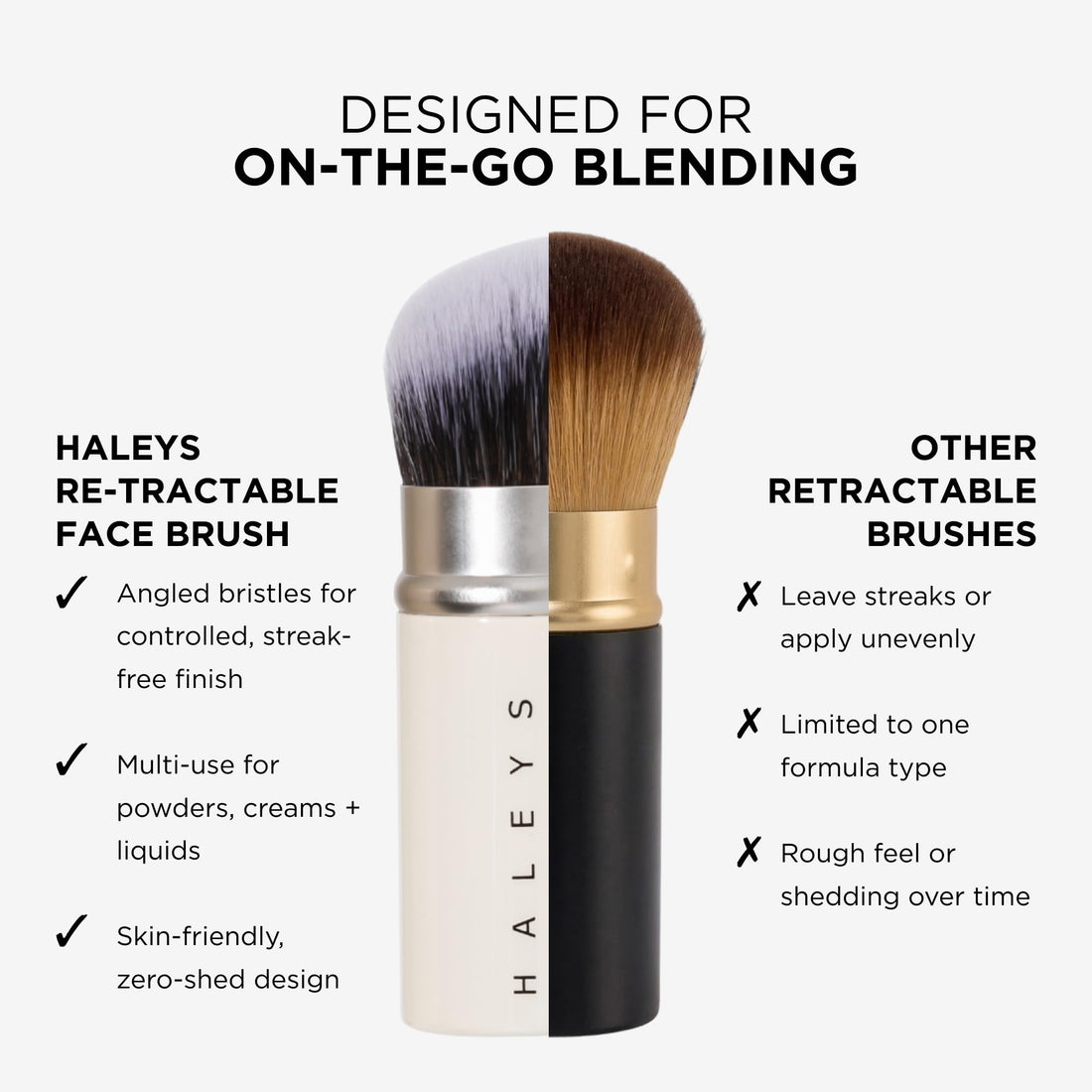 Haleys Beauty Kabuki Foundation Brush For Applying Powder, Foundation, Bronzer, Blush, and Mineral Make up, Soft Bristles, Seamless Blending, Makeup Brushes Essential, Vegan & Cruelty Free