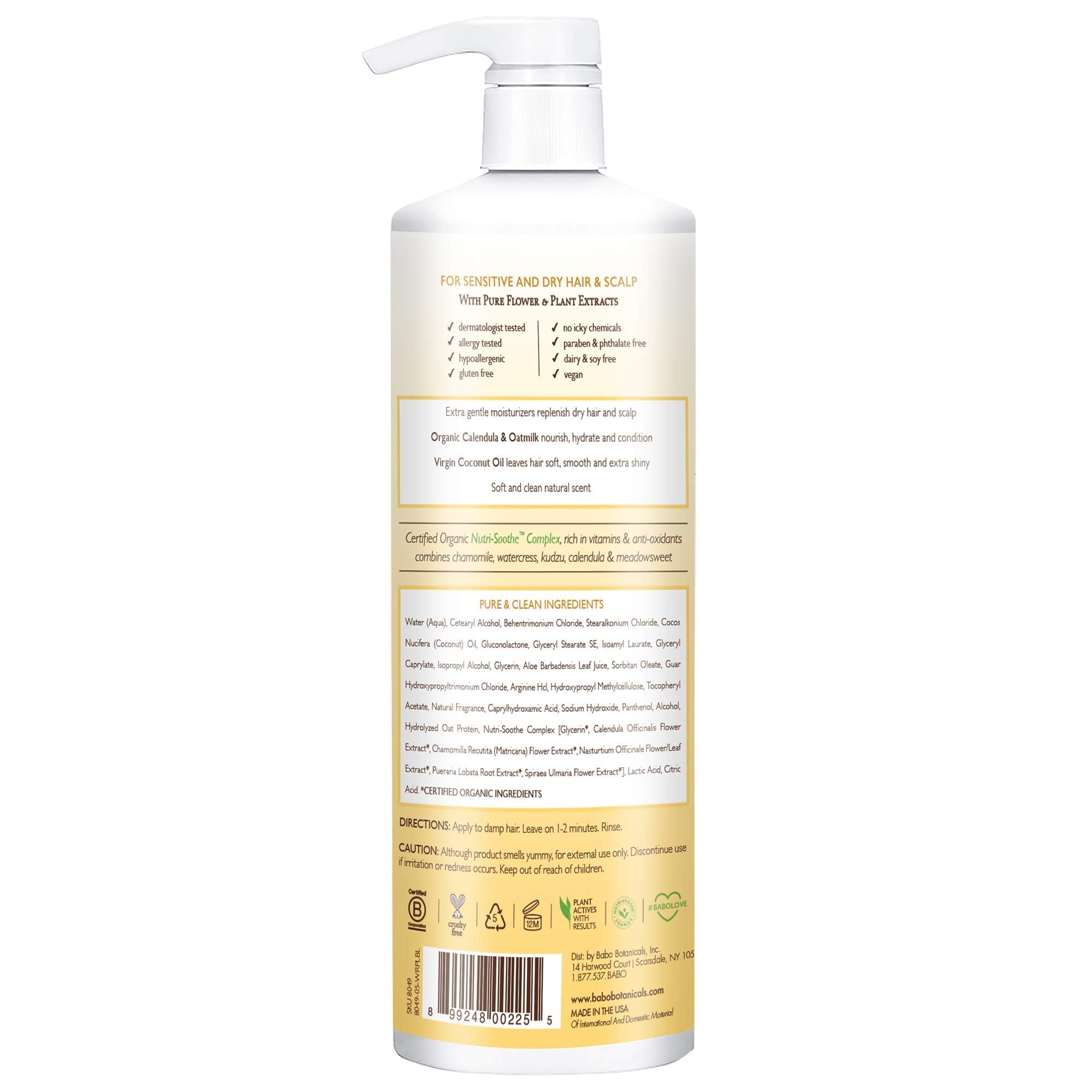 Babo Botanicals Moisturizing Oat & Calendula Conditioner – Silicone-Free, Lightly Scented Formula for Dry or Sensitive Hair – Gentle for Baby, Toddler, Kids & Family – Vegan Halalzen