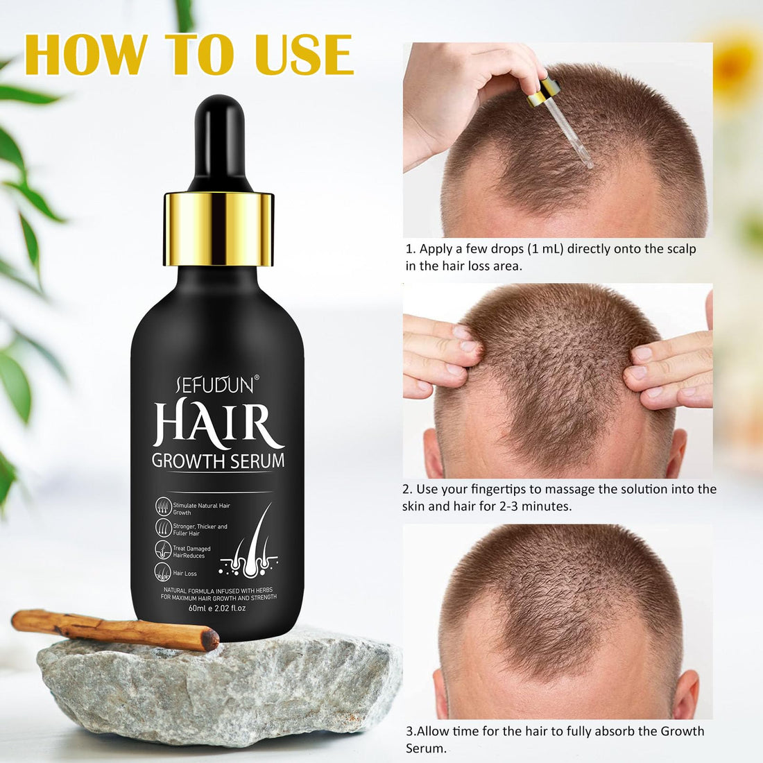 Veganic Hair Oil,100% Natural Growth With Caffeine,Biotin,Coconut,Macadamia,Rosemary and Castor for Growth,Thickening Hair Mask & Loss Treatment,60ml