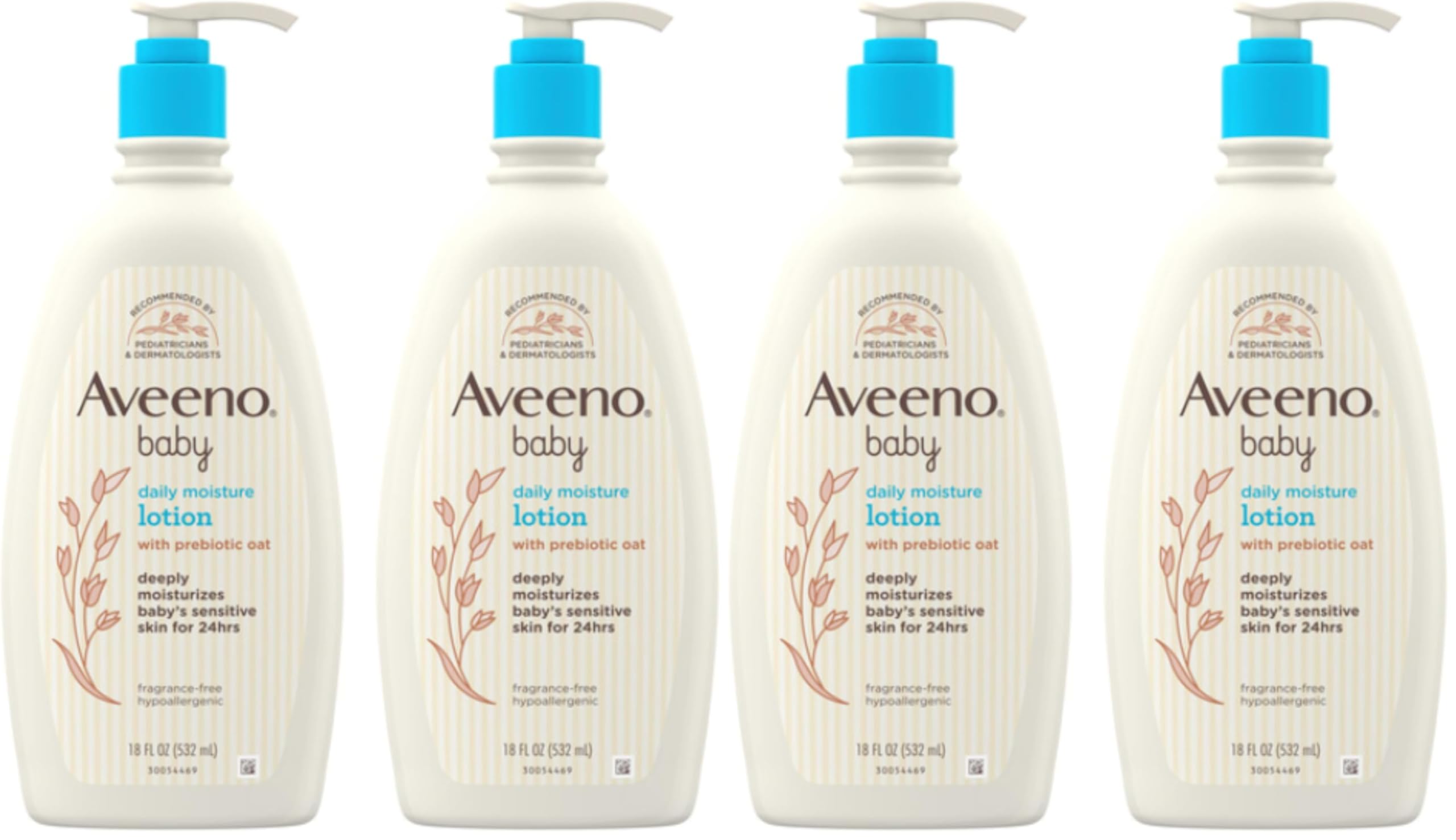 Aveeno Baby Daily Moisture Body Lotion for Sensitive Skin, Hypoallergenic Moisturizing Baby Lotion with Nourishing Oatmeal to Deeply Moisturize Baby's Skin, Fragrance-Free, 18 fl. oz Halalzen