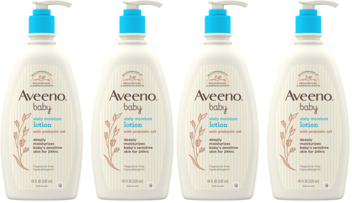 Aveeno Baby Daily Moisture Body Lotion for Sensitive Skin, Hypoallergenic Moisturizing Baby Lotion with Nourishing Oatmeal to Deeply Moisturize Baby's Skin, Fragrance-Free, 18 fl. oz Halalzen