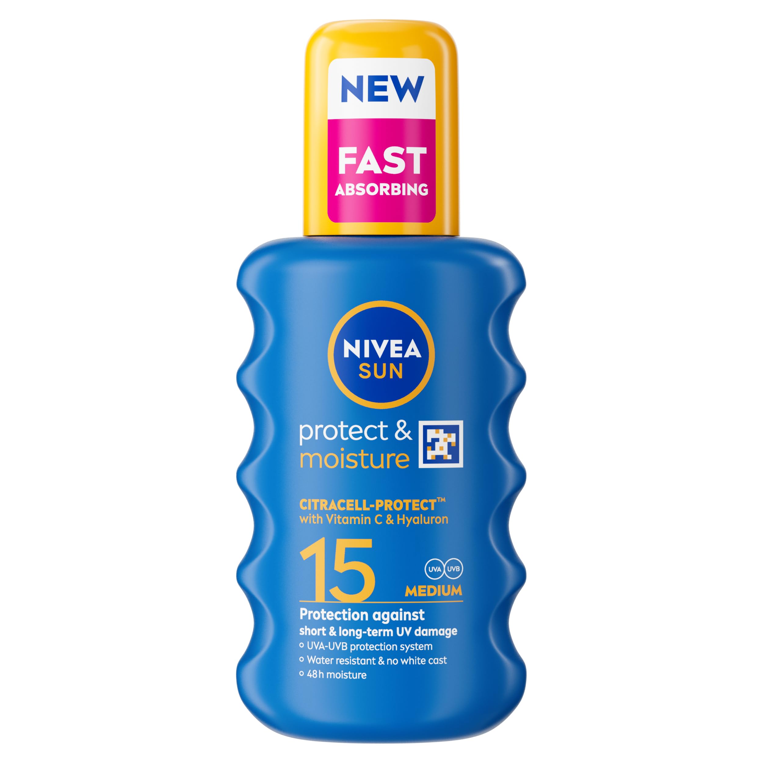 NIVEA SUN Protect & Moisture Sun Spray SPF 50+ (200ml), Moisturising Suncream Spray with Vitamin C and Hyaluron, Immediate UVA/UVB Protection, Fast-Absorbing No White Cast Formula