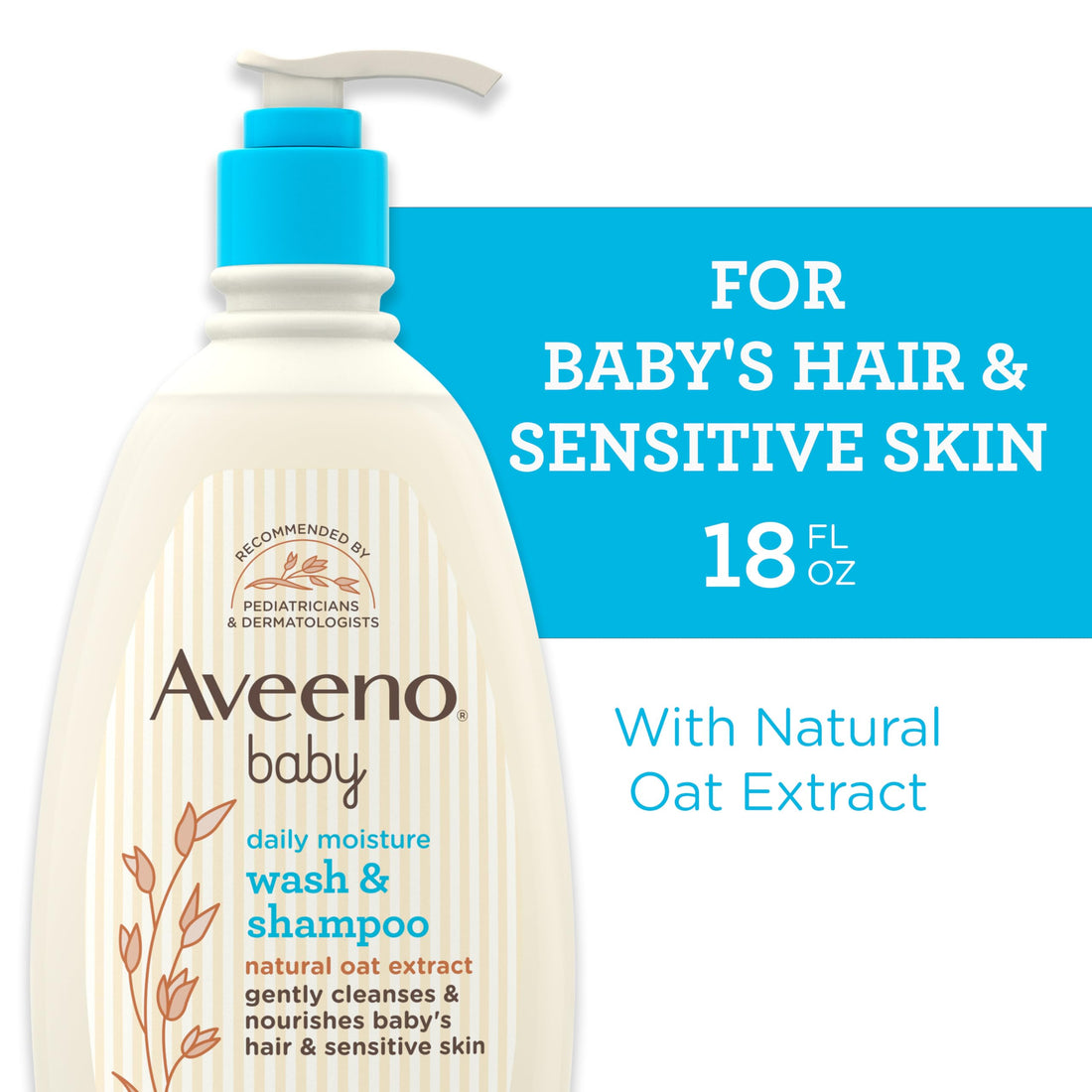 Aveeno Baby Daily Moisture Gentle Body Wash & Shampoo with Oat Extract, 2-in-1 Baby Bath Wash & Hair Shampoo, Tear- & Paraben-Free for Hair & Sensitive Skin, Lightly Scented, 18 fl. oz Halalzen