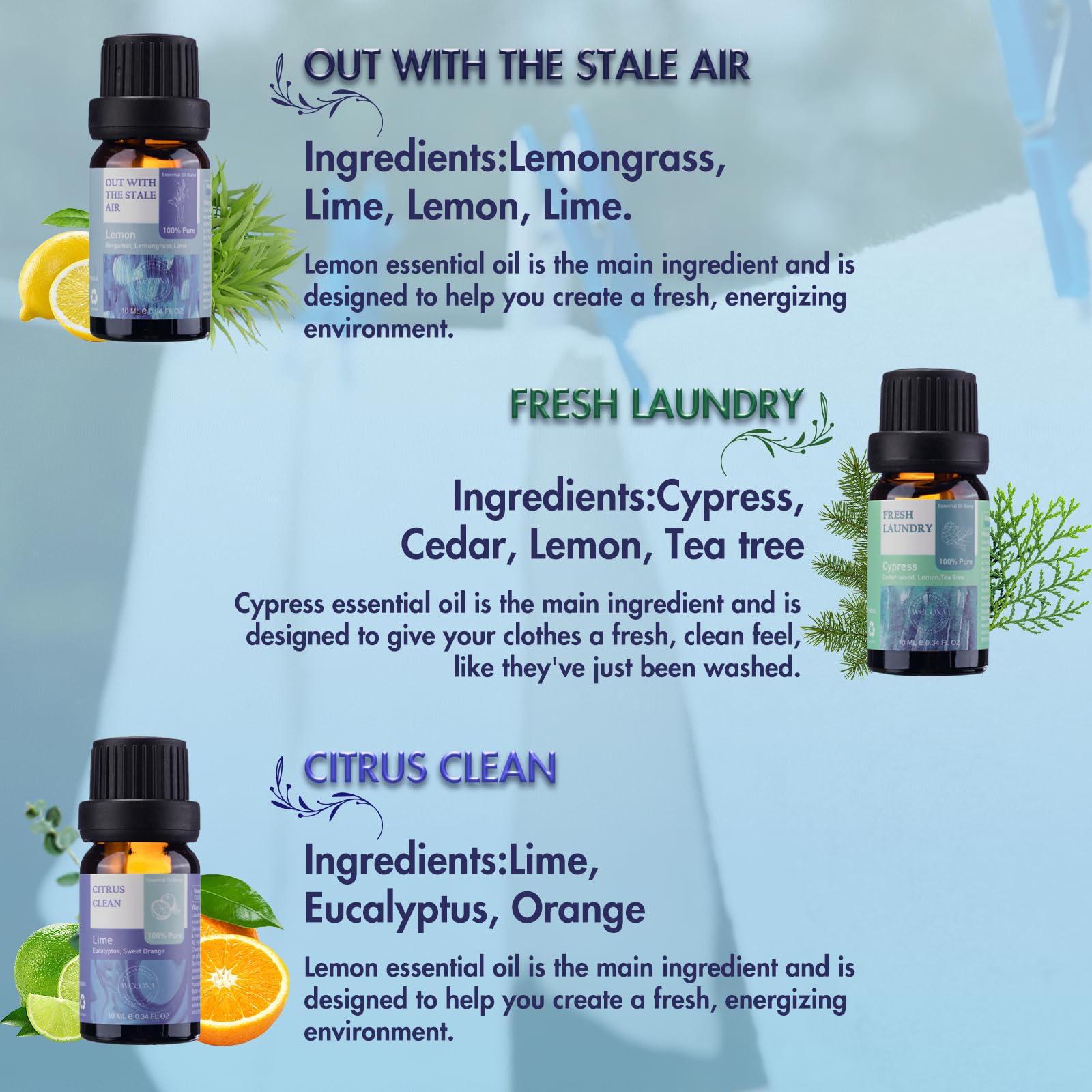 Premium Hotel Fragrance Oil Collection for Diffusers, Essential Oils for Diffusers for Home, Hotel Diffuser Fragrance Oils,Spa & Candle Making, White Tea, Citrus Luxe, Velvet Night and More - 6x10ml