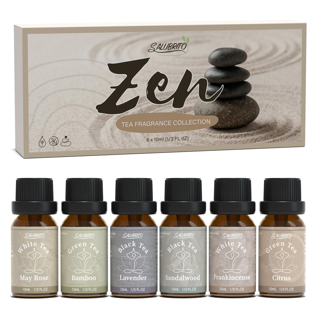SALUBRITO Clean Essential Oils Set, Fresh Cotton, Clean Home, Fresh Linen, Soft Powder, Blossom Soap, Mint Scented Oils for for Diffuser, Candle, Soap Making
