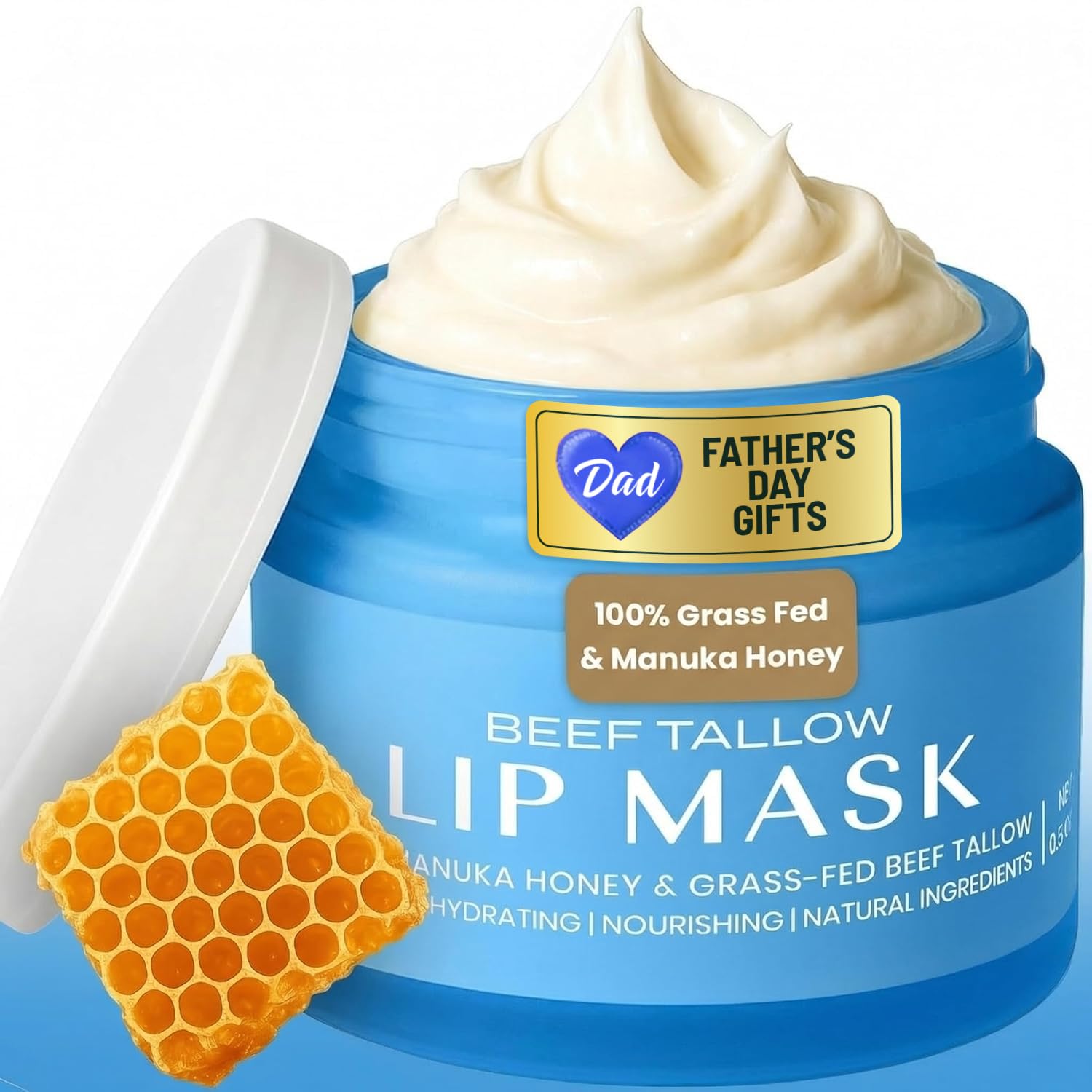 Body Restore Grass Fed Beef Tallow Lip Mask, Manuka Honey – Christmas Stocking Stuffers, White Elephant, Hydrating Moisture, Travel Essentials, Self Care, Birthday Gifts for Women, Men – Unscented Halalzen