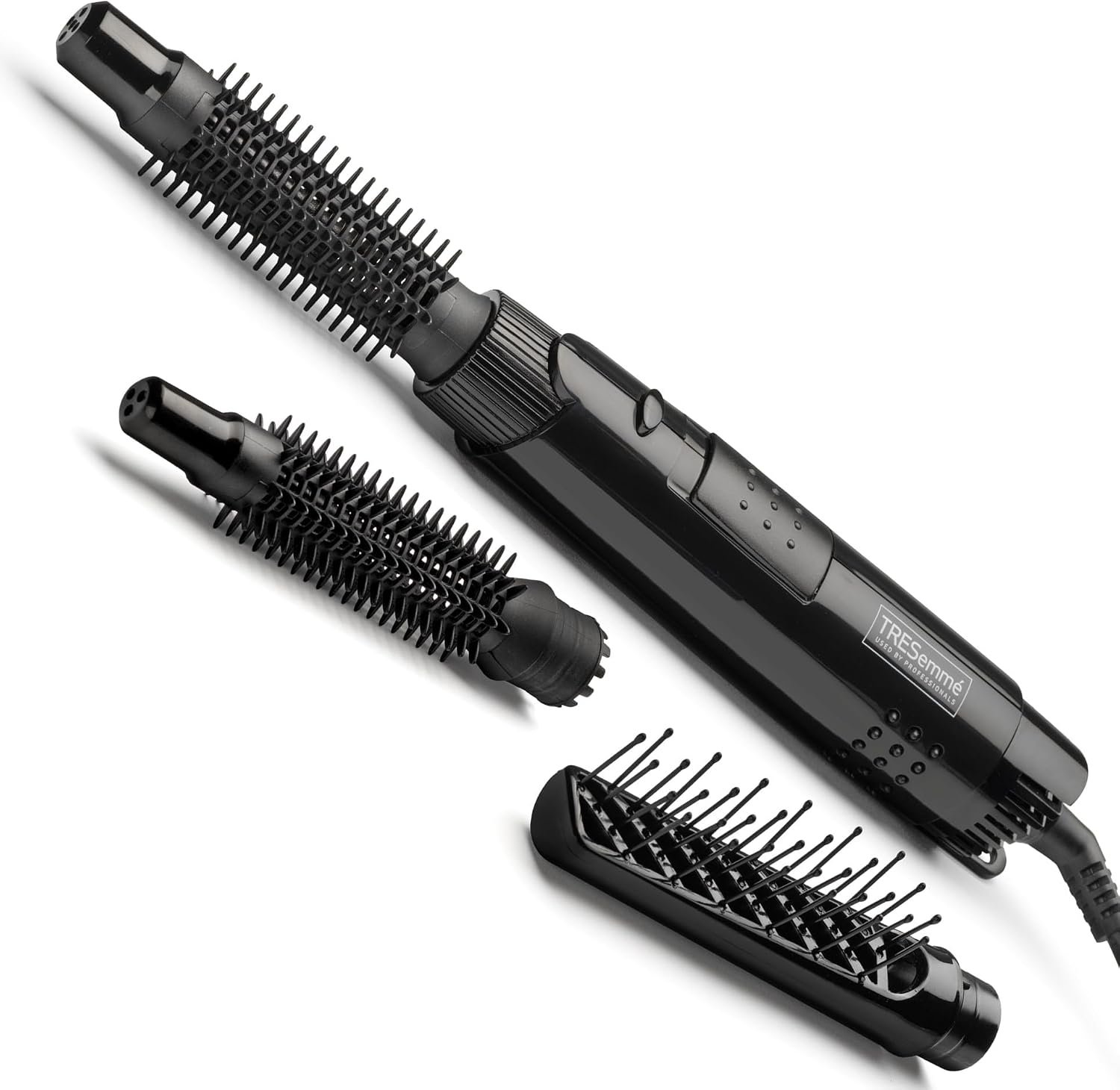 TRESemme Full Finish Air Styler - 300W Hair Dryer Brush With 3 Interchangeable Brush Heads, Curl Release Button, 3 Heat Settings, Cool Shot, Swivel Cord, Black, 5265TU Halalzen