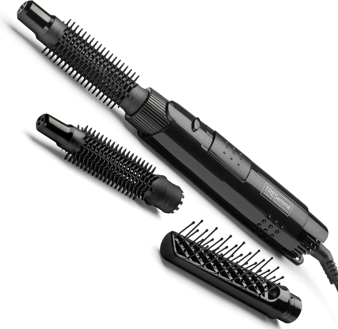 TRESemme Full Finish Air Styler - 300W Hair Dryer Brush With 3 Interchangeable Brush Heads, Curl Release Button, 3 Heat Settings, Cool Shot, Swivel Cord, Black, 5265TU Halalzen