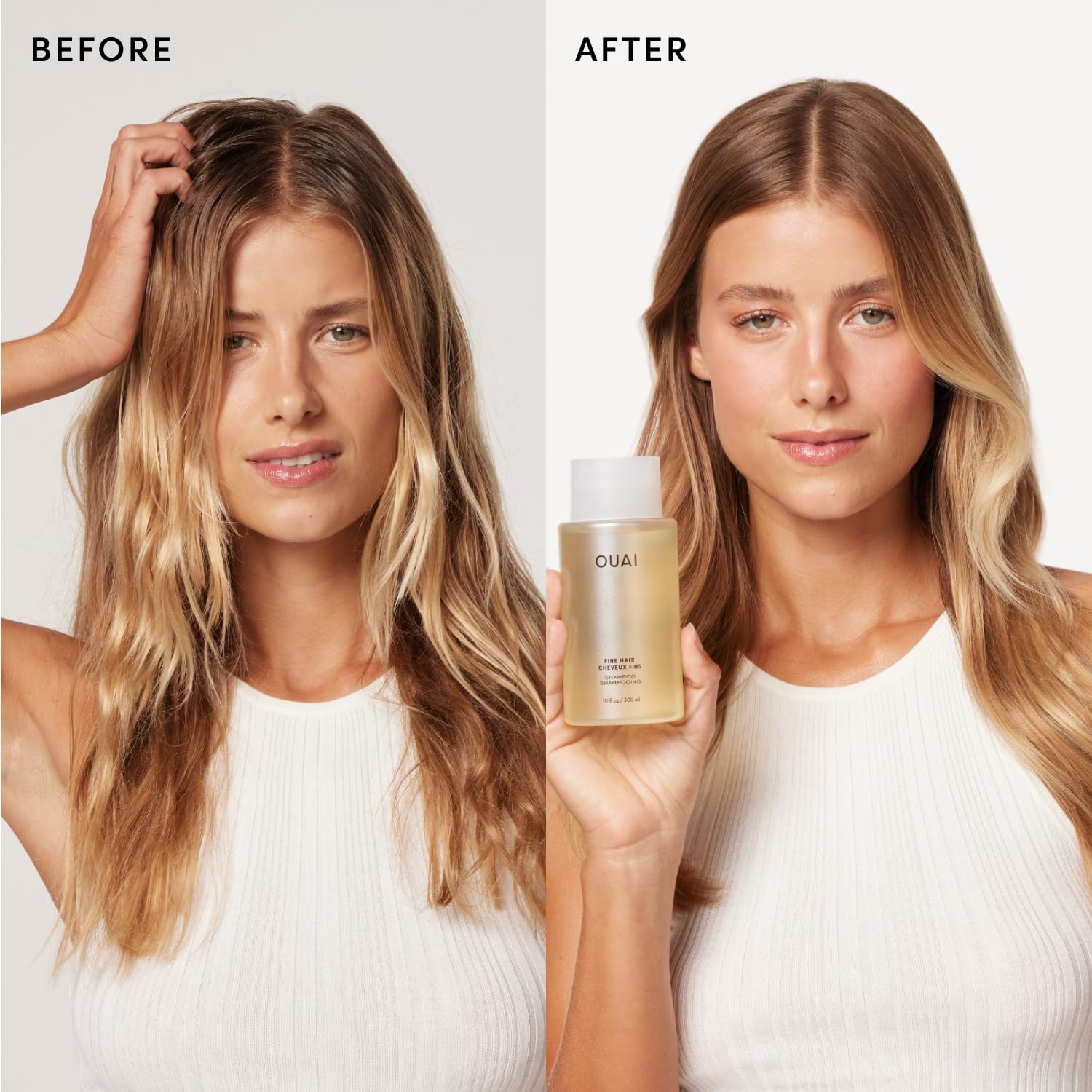 OUAI Thick Shampoo + Conditioner Set - Fight Frizz and Nourish Dry, Thick Hair with Keratin, Marshmallow Root, Shea Butter & Avocado Oil - Free of Parabens, Sulfates & Phthalates - 300 ml Each Halalzen