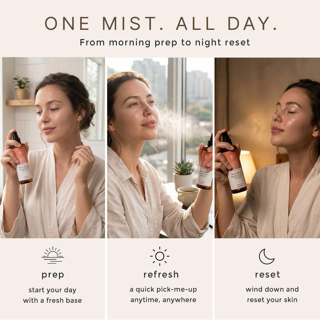 Spray d'eau de rose pour le visage - Fabriqué aux États-Unis avec des ingrédients naturels et biologiques hydratants pour une peau éclatante, tonique à l'eau de rose sans alcool avec hamamélis et glycérine pour peaux sèches et sensibles