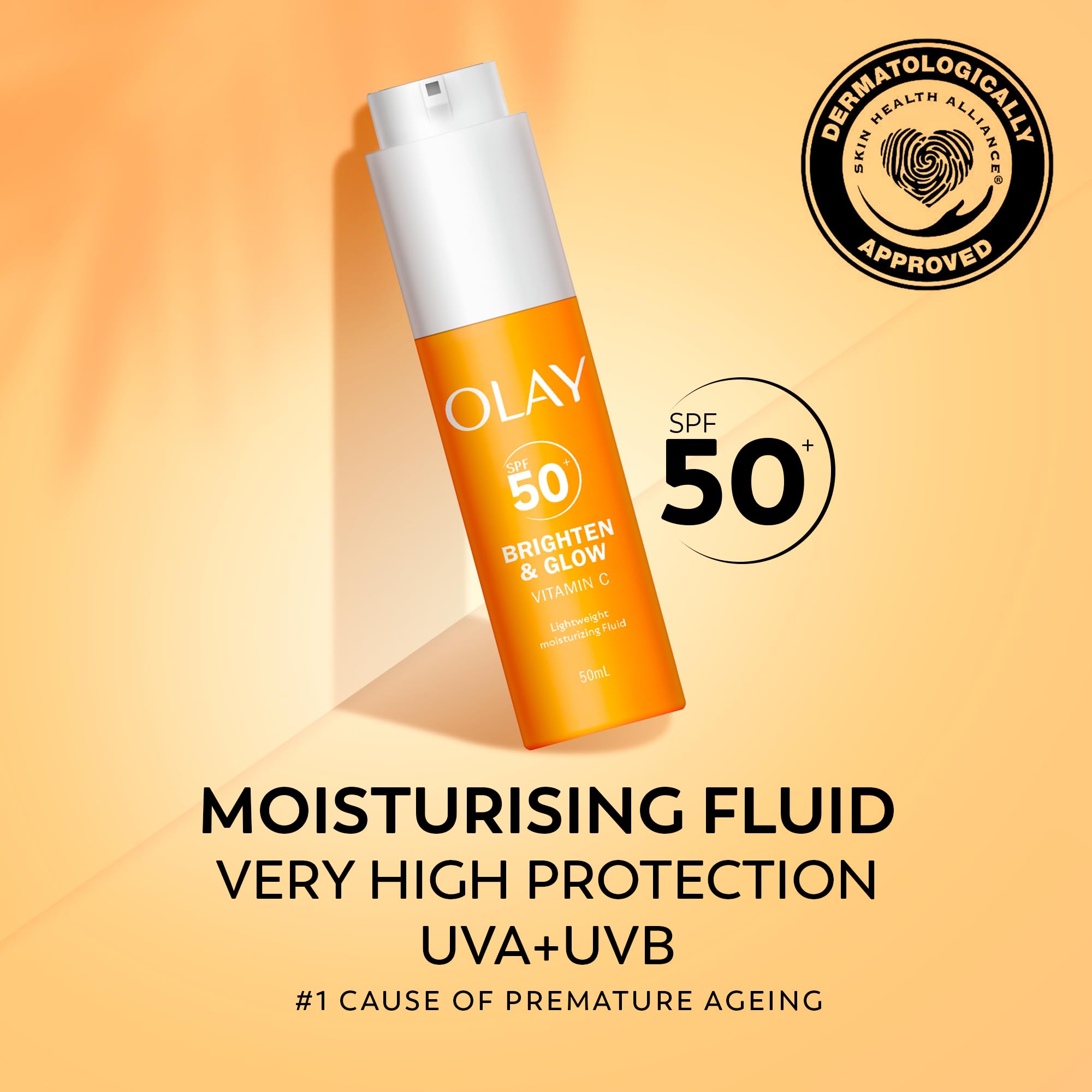 Olay Vitamin C Brightening Body Lotion, 24HR Moisturising Cream for Full Body Skin Care, Evens Skin Tone, with Vitamin C, Vitamin B5 B3, Glycerin, Smooth and Moisturised Skin, No Greasy Residue, 500ml