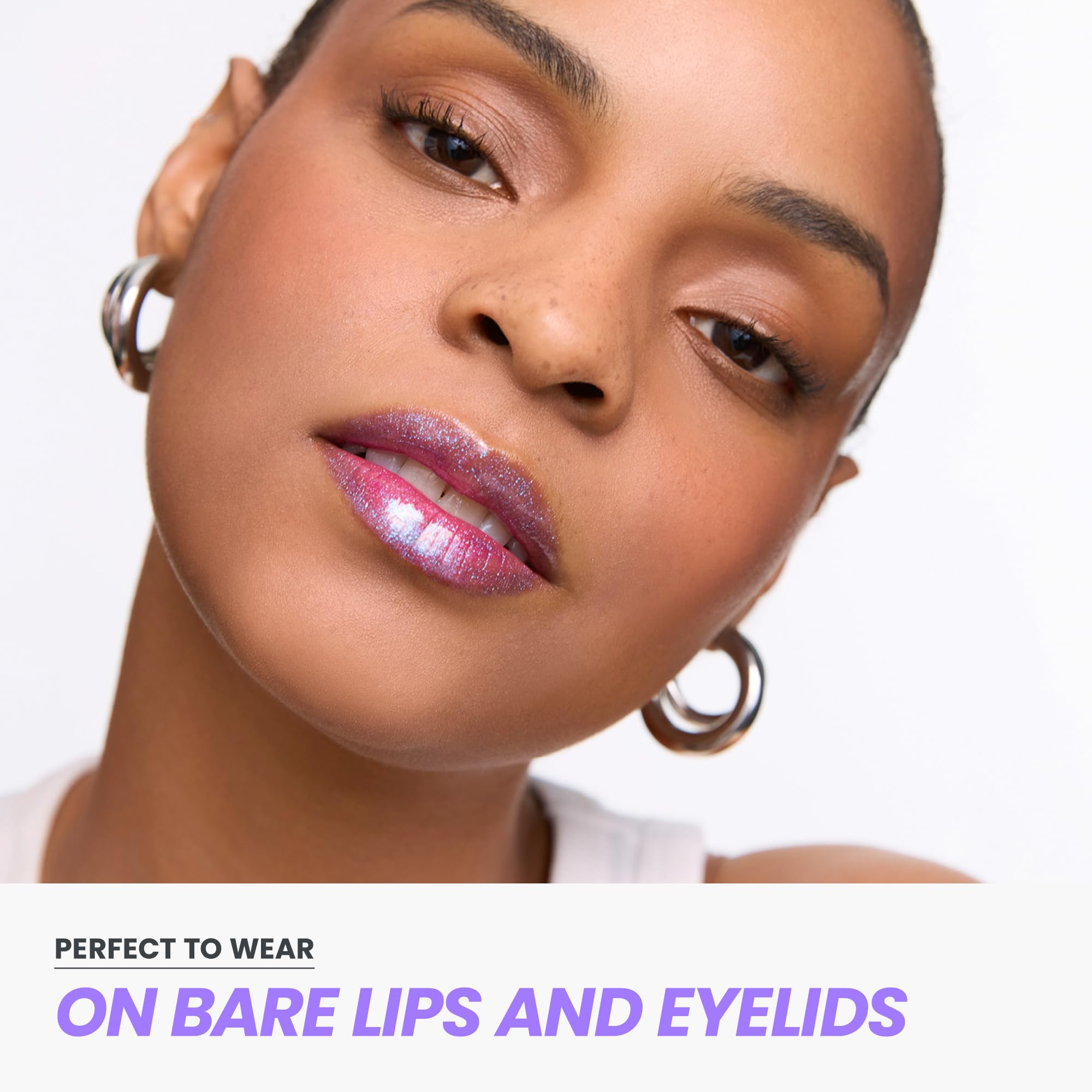 Wonderskin Wonder Blading Top Gloss - Lip Gloss, High Shine Finish, Blue Makeup For Lips (Silver Glitter)