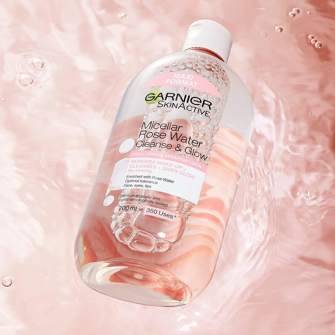 Garnier Micellar Rose Cleansing Water 700ml, Gentle face Cleanser & Makeup Remover, Hypoallergenic. Vegan Formula, Suitable For Dull And Sensitive Skin, Glow Boosting Formula, Dermatologically Tested Halalzen