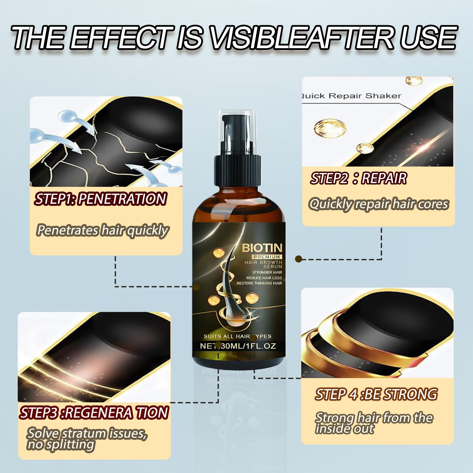 Anti Hair Loss Serum, Hair Growth Serum, Thinning Hair Regrowth Oil, Biotin Oil For Hair Growth, Nourishes, Loss Treatment For Men & Women Strengthens & Lengthens