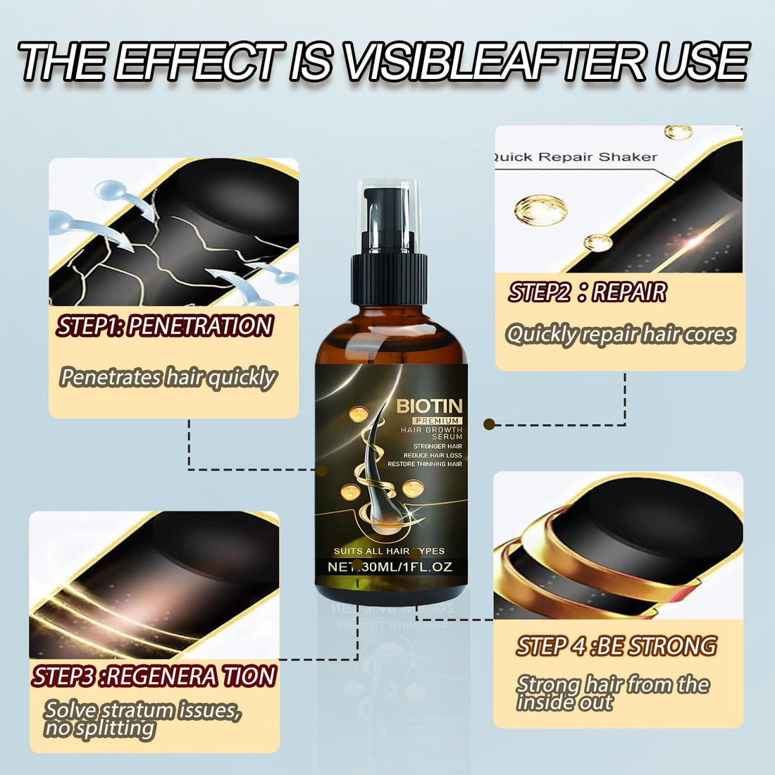 Anti Hair Loss Serum, Hair Growth Serum, Thinning Hair Regrowth Oil, Biotin Oil For Hair Growth, Nourishes, Loss Treatment For Men & Women Strengthens & Lengthens