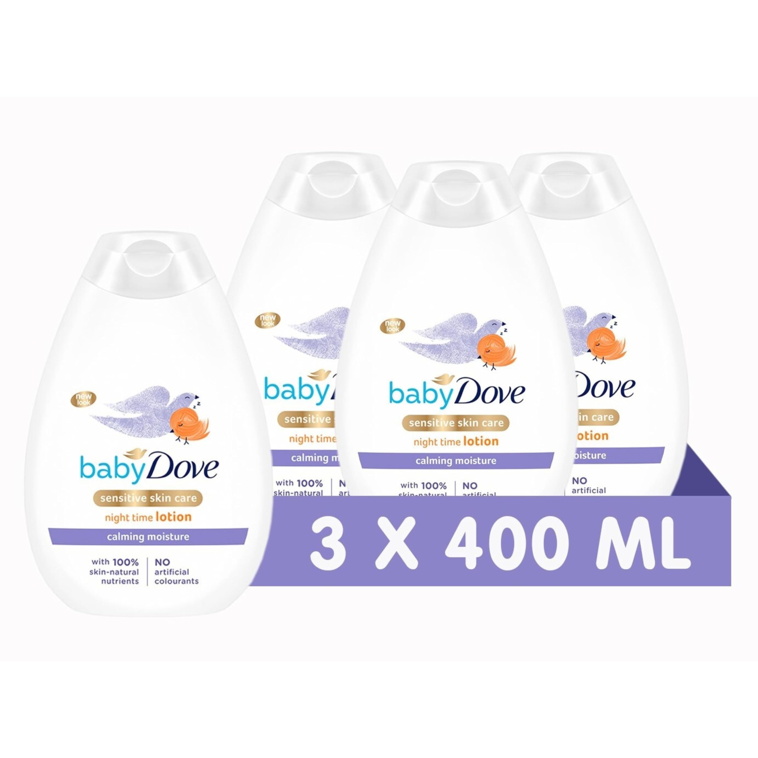Baby Dove Calming Night Time Lotion – Gentle Chamomile Baby Moisturiser for Sensitive Skin, Relaxes & Soothe Before Bed, 3 x 400ml Halalzen