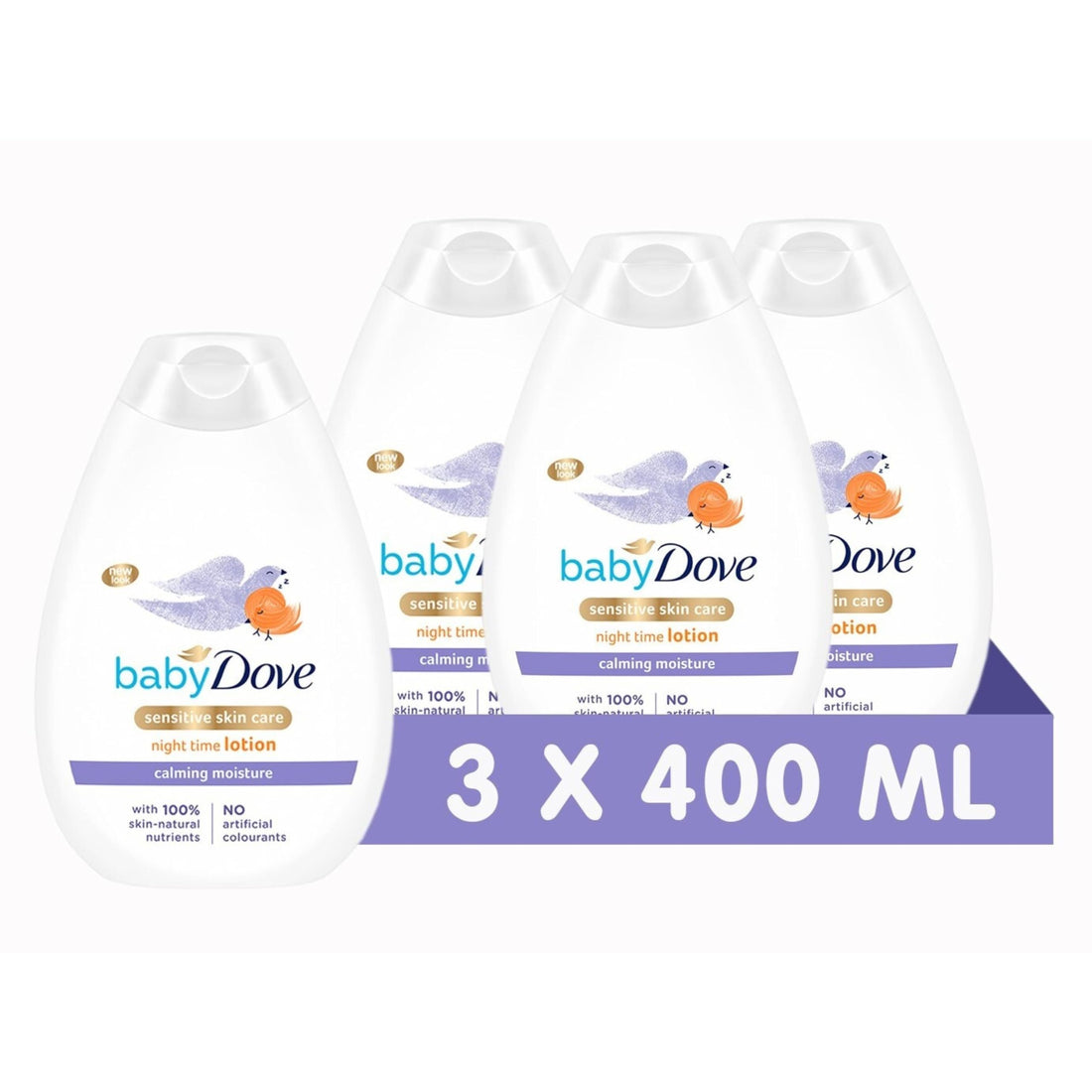 Baby Dove Calming Night Time Lotion – Gentle Chamomile Baby Moisturiser for Sensitive Skin, Relaxes & Soothe Before Bed, 3 x 400ml Halalzen