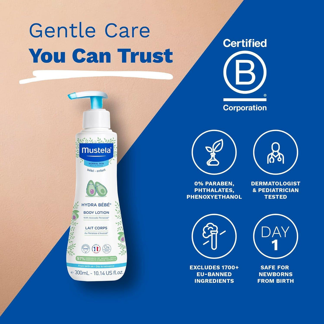 Mustela Hydra Bebe Body Lotion - Daily Moisturizing Baby Lotion with Natural Avocado, Jojoba & Sunflower Oil – Various Sizes Halalzen