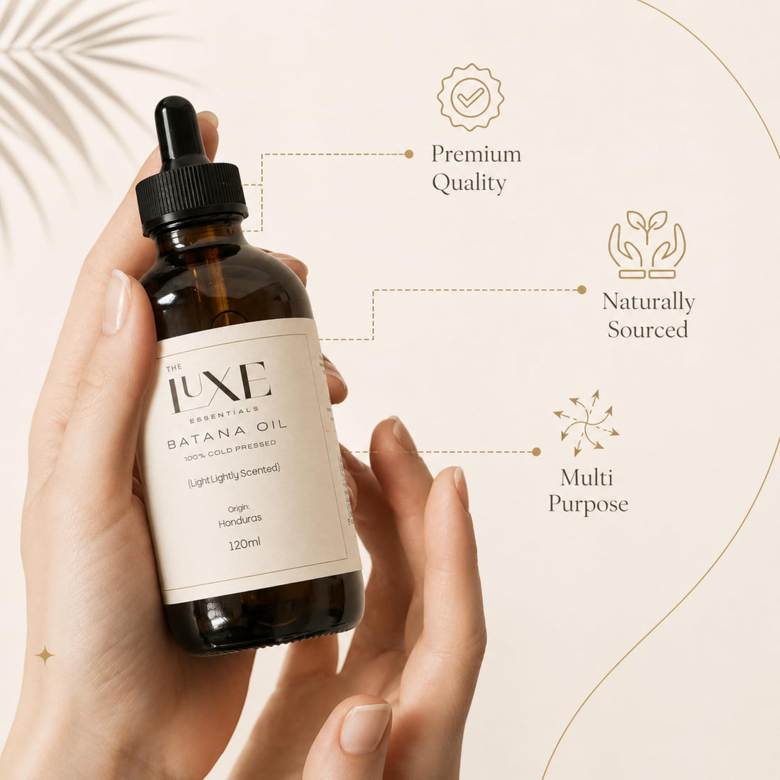 Cold Pressed Batana Oil for Hair Growth | Pure & Unrefined Natural Hair Oil, Beard & Skin Oil | Lightweight, Fast-Absorbing Moisturiser | Raw, Organic & Ethically Sourced (60 ML, Light Scented)