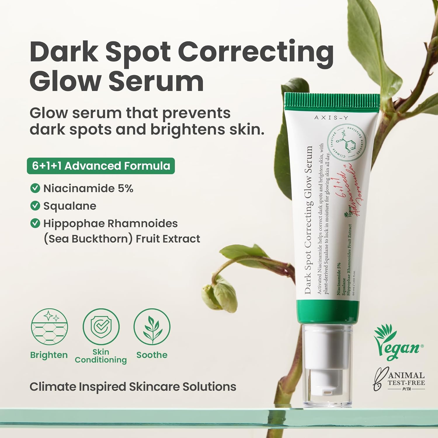 AXIS-Y Dark Spot Correcting Glow Serum - 5% Niacinamide K-Beauty Hyperpigmentation Dark Spot Remover - Vegan Korean Skincare Brightening Face Serum - 50ml/1.69 fl. oz.