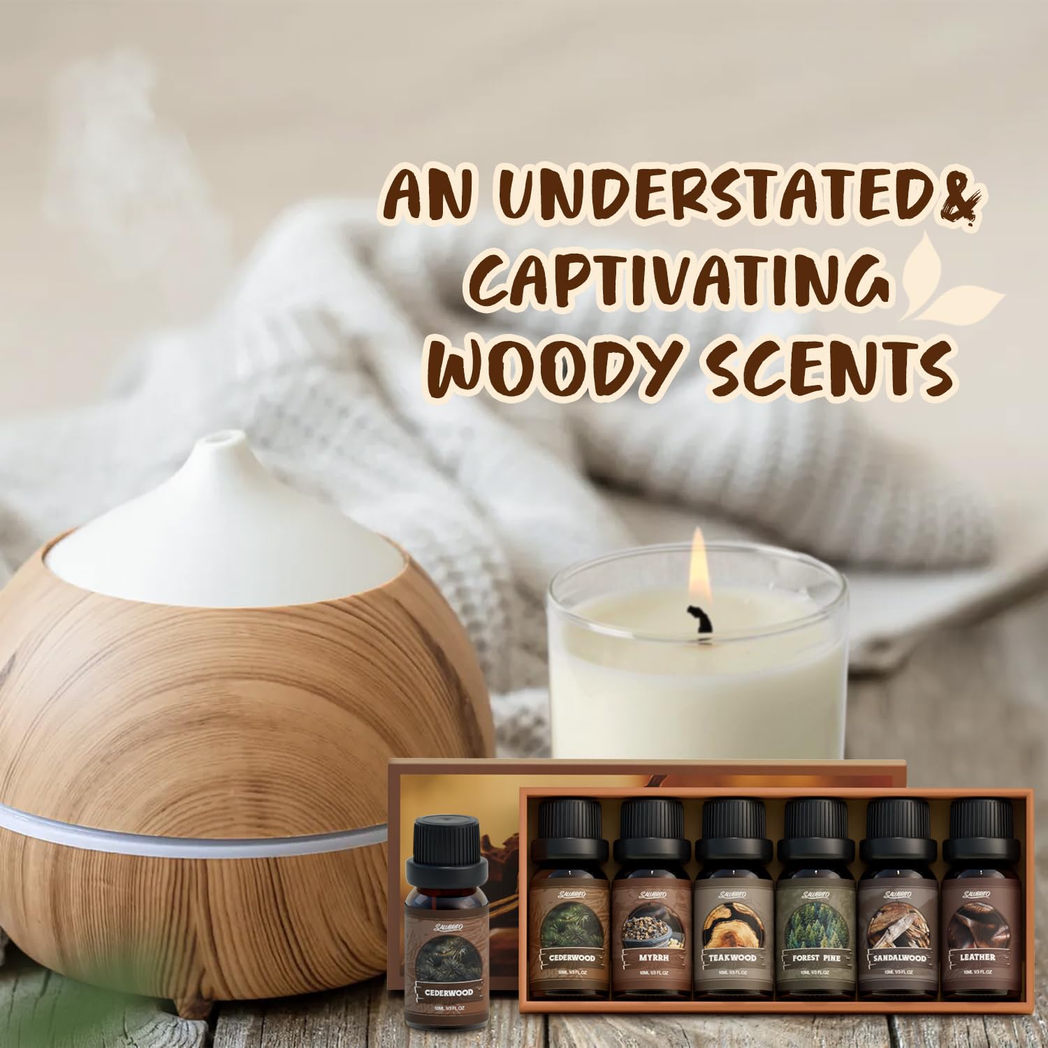 SALUBRITO Clean Essential Oils Set, Fresh Cotton, Clean Home, Fresh Linen, Soft Powder, Blossom Soap, Mint Scented Oils for for Diffuser, Candle, Soap Making