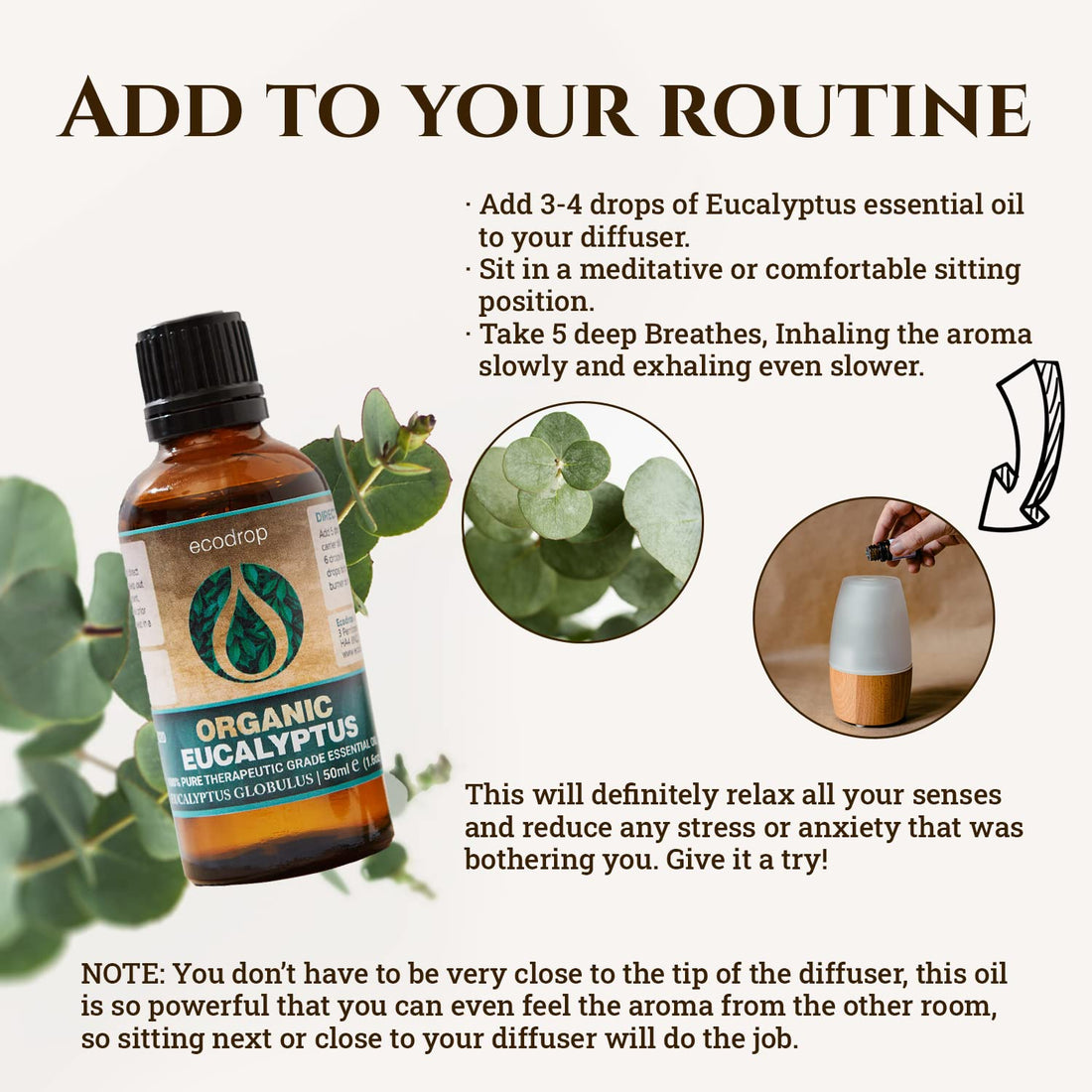 Ecodrop Tea Tree Essential Oil, 10 ml | 100% Pure Organic Steam-Distilled | Melaleuca Alternifolia | Aromatherapy, Diffuser, Massage, Bath, Soap & Candle Making | Australian Fresh Aroma