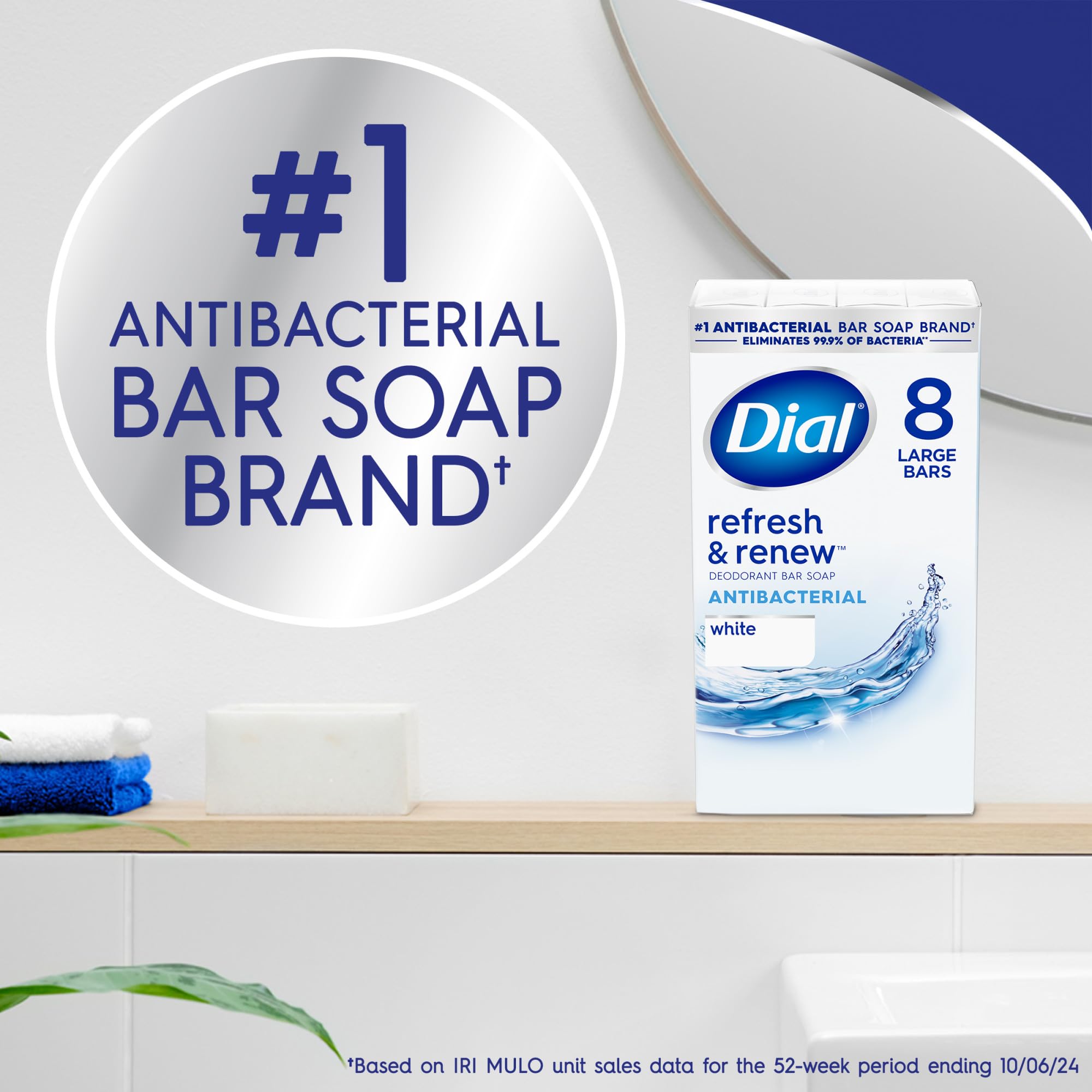 Dial Antibacterial Deodorant Bar Soap, Advanced Clean Gold, 4 Oz, 32 Bars, Round the Clock Odor Protection, Dermatologist Tested, With Clean Rinse Technology