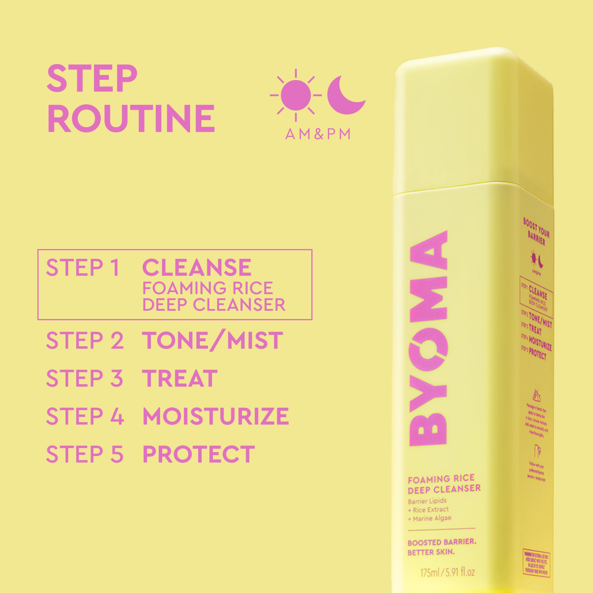 BYOMA Foaming Rice Deep Cleanser (175ml) Hydrating Gel to Foam Cleanser with Ceramides, Rice Extract & Marine Algae – Deep Cleansing, Non-Drying, Antioxidant-Rich, Vegan, Fragrance & Alcohol Free
