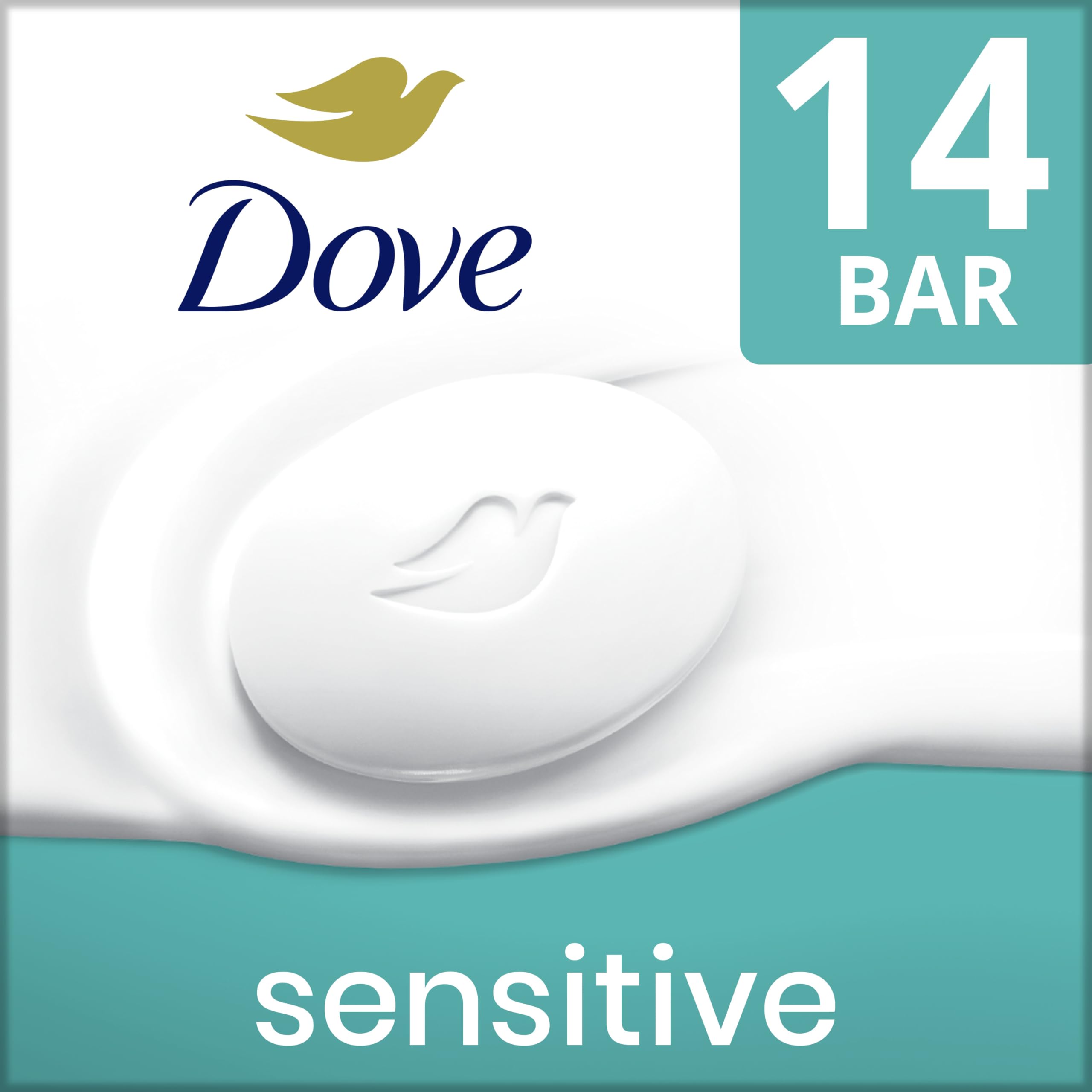Dove Beauty Bar Soap Sensitive, 8 Bars for Sensitive Skin, Fragrance Free and Hypoallergenic 3.75 oz
