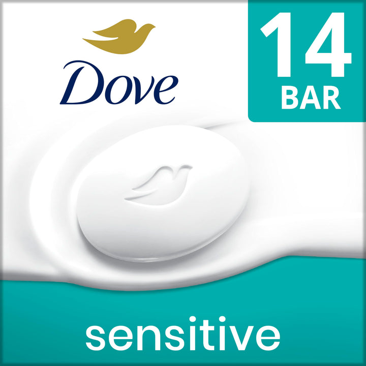 Dove Beauty Bar Soap Sensitive, 8 Bars for Sensitive Skin, Fragrance Free and Hypoallergenic 3.75 oz
