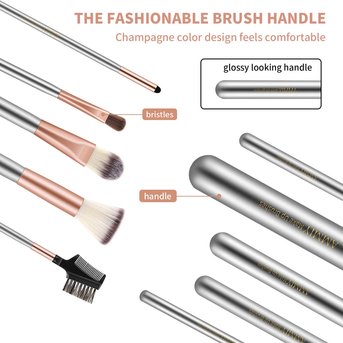 Makeup Brushes AMMIY Makeup Brushes Sets 18-Piece Rose Golden Make-up Brush Sets Premium Synthetic Wood Handle Face and Eye Brushes for Foundation, Powder, Concealers, Blush, and Eyeshadow Halalzen
