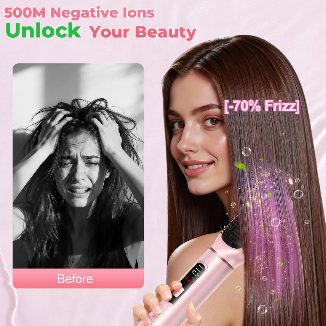 5 in 1 Hot Air Styler, Hair Dryer Brush with Auto Wrap Curlers, 3 Heat Settings, Fast Drying & Volumizing – Includes Curling Barrels & Straightening Comb (Charcoal) Halalzen
