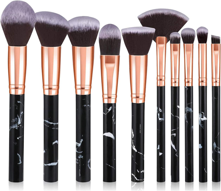 Makeup Brushes 10Pcs Marble Makeup Brush Set Foundation Powder Blush Blending Eyeshadow Brushes Sets Halalzen