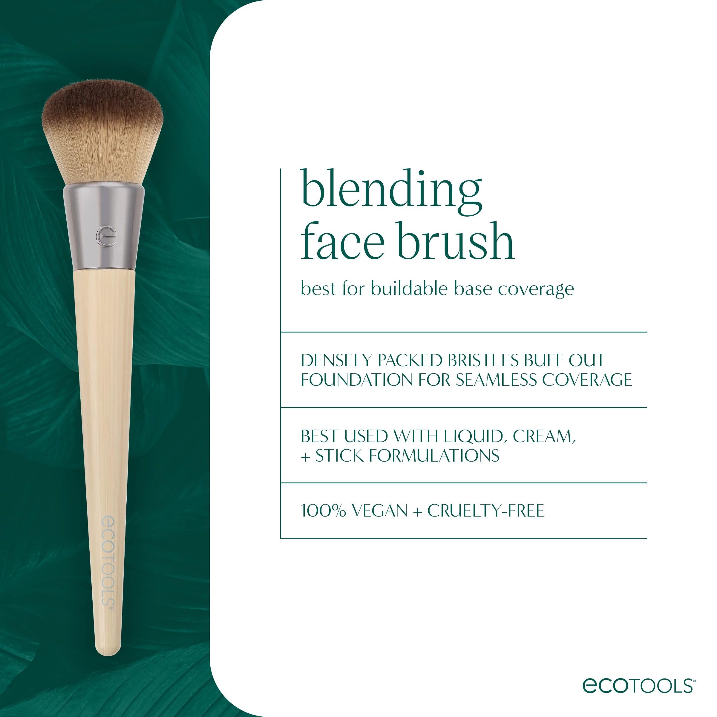 EcoTools Classic Foundation Face Brush, For Liquid, & Cream Foundation, Flat Foundation Brush For Natural Makeup, Buildable Coverage, Synthetic Bristles, Vegan & Cruelty- Free Halalzen