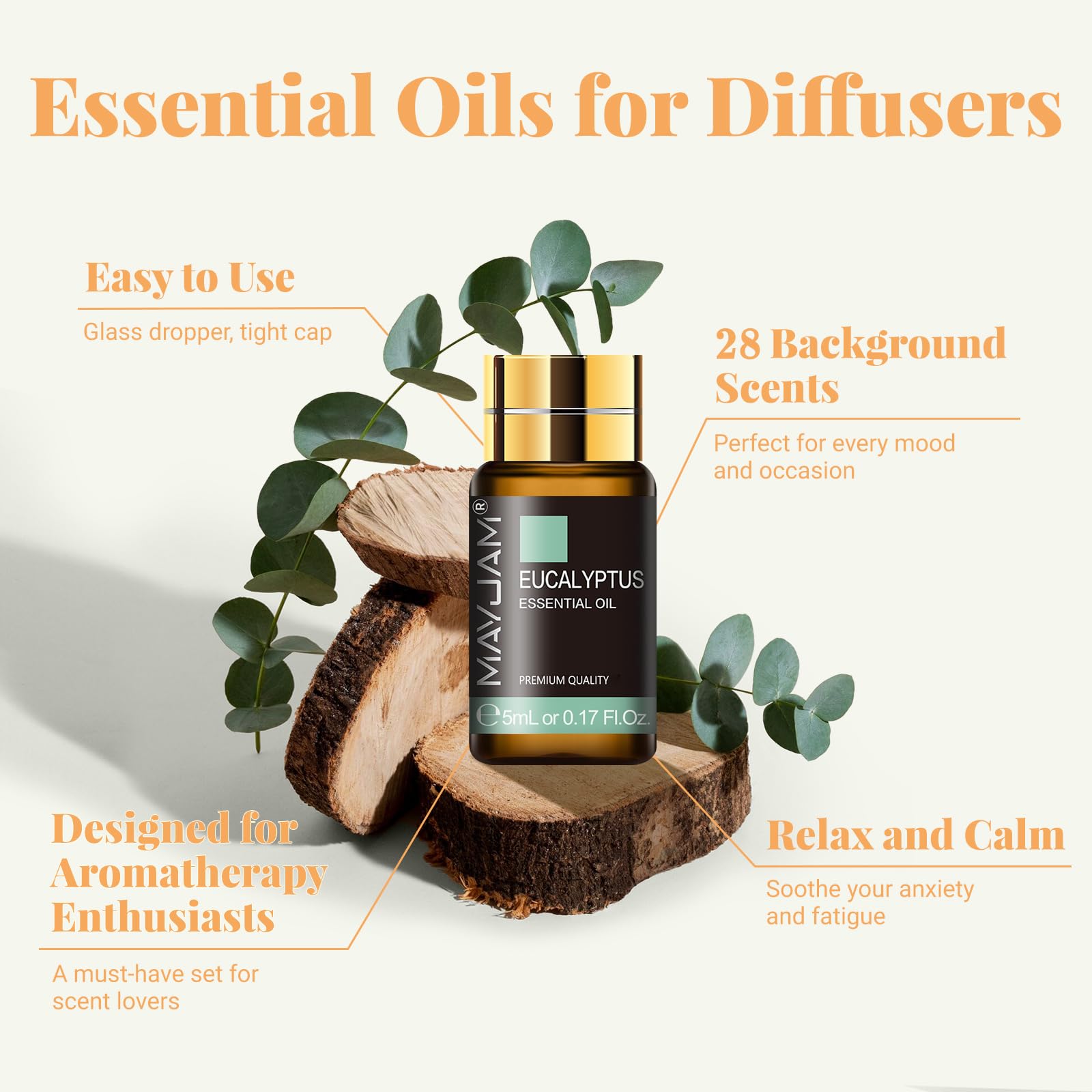 MAYJAM Essential Oils Set 35 x 5 mL - Essential Oils Gift Set for Humidifier, Diffusers, Home, DIY