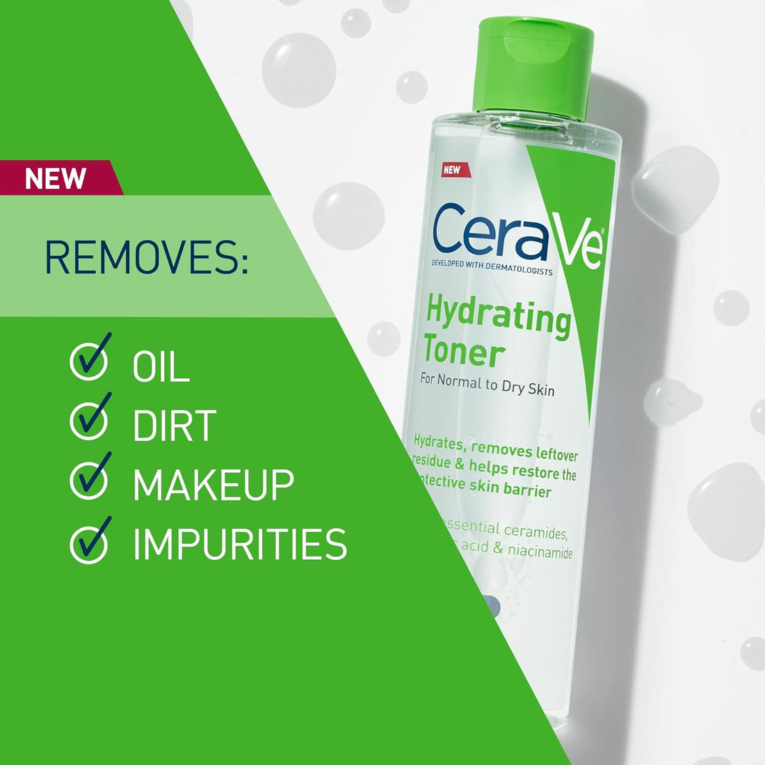 CeraVe Feuchtigkeitsspendender Toner für das Gesicht, alkoholfrei mit Hyaluronsäure, Niacinamid und Ceramiden für empfindliche, trockene Haut, parfümfrei, nicht komedogen, volle Größe, 200 ml