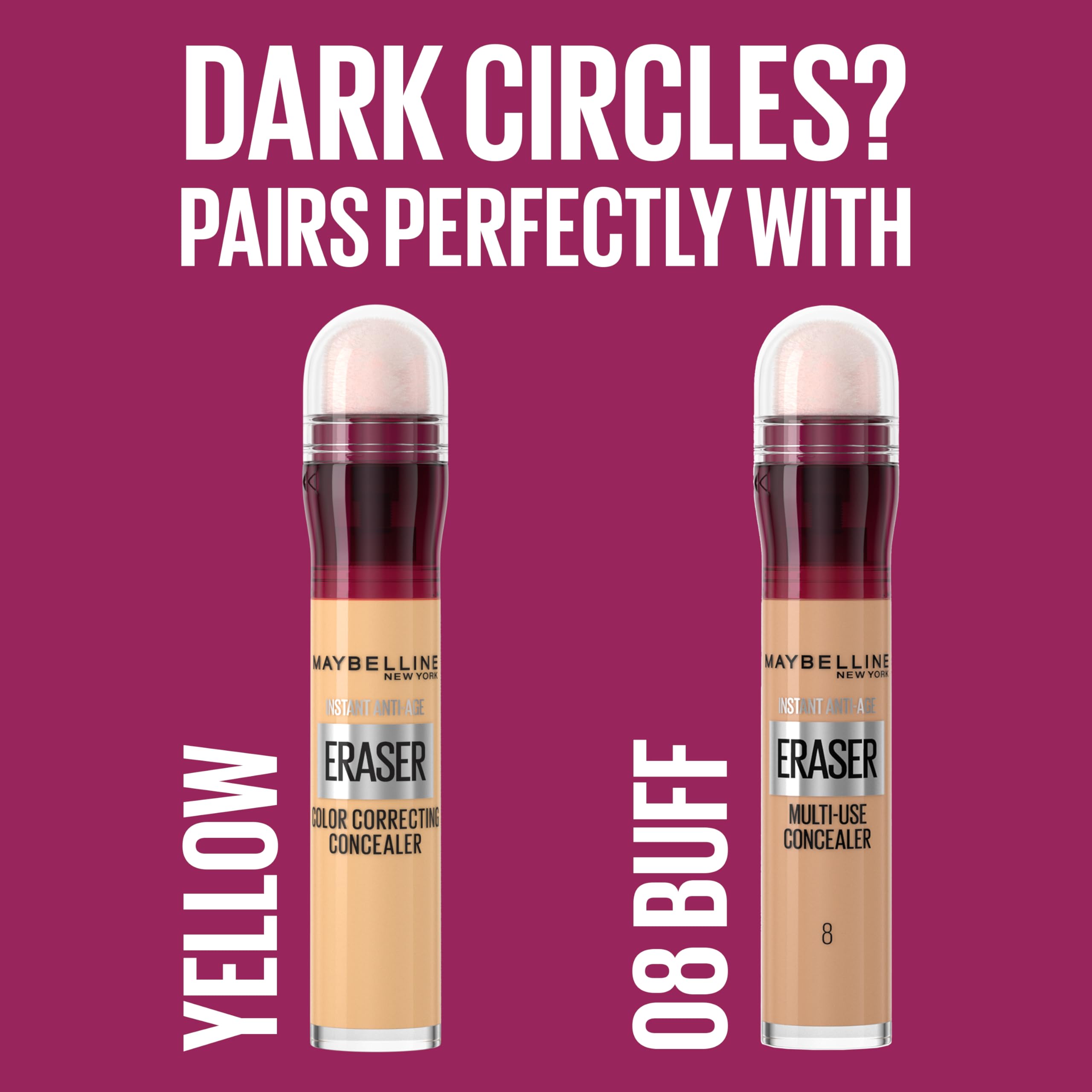 Maybelline Instant Anti-Age Eraser Eye Concealer for Face, Dark Circles, Blemish & Fine Lines Concealer, Full Coverage, Dermatologist Tested, Suitable for Sensitive Skin, Shade: 00 Ivory Halalzen