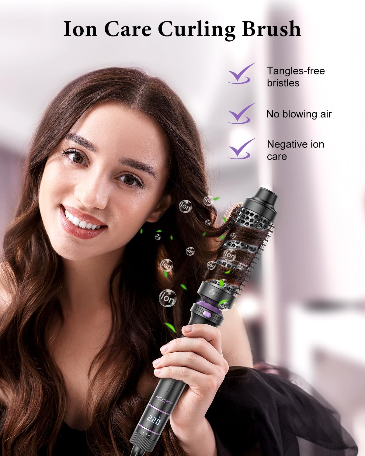 BESTOPE PRO 5 in 1 Hair Curling Wand, Hair Curler Set with Thermal Brush and Hair Straightener, 13 Temperature Control for All Hair Lengths, with Heat Resistant Mat, Glove, Clip, Purple Halalzen
