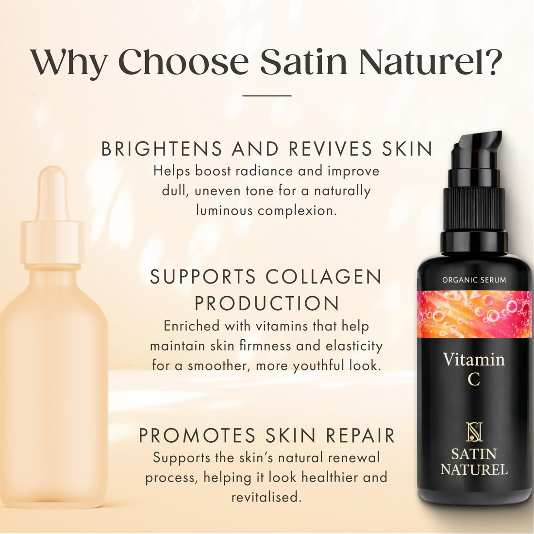 Satin Naturel High-Dose Hyaluronic Serum 100 ml – Organic Hyaluronic Acid Facial Serum – Anti-Aging Moisturizing Serum – Vegan – 24h Hydration – Facial Care for Women and Men