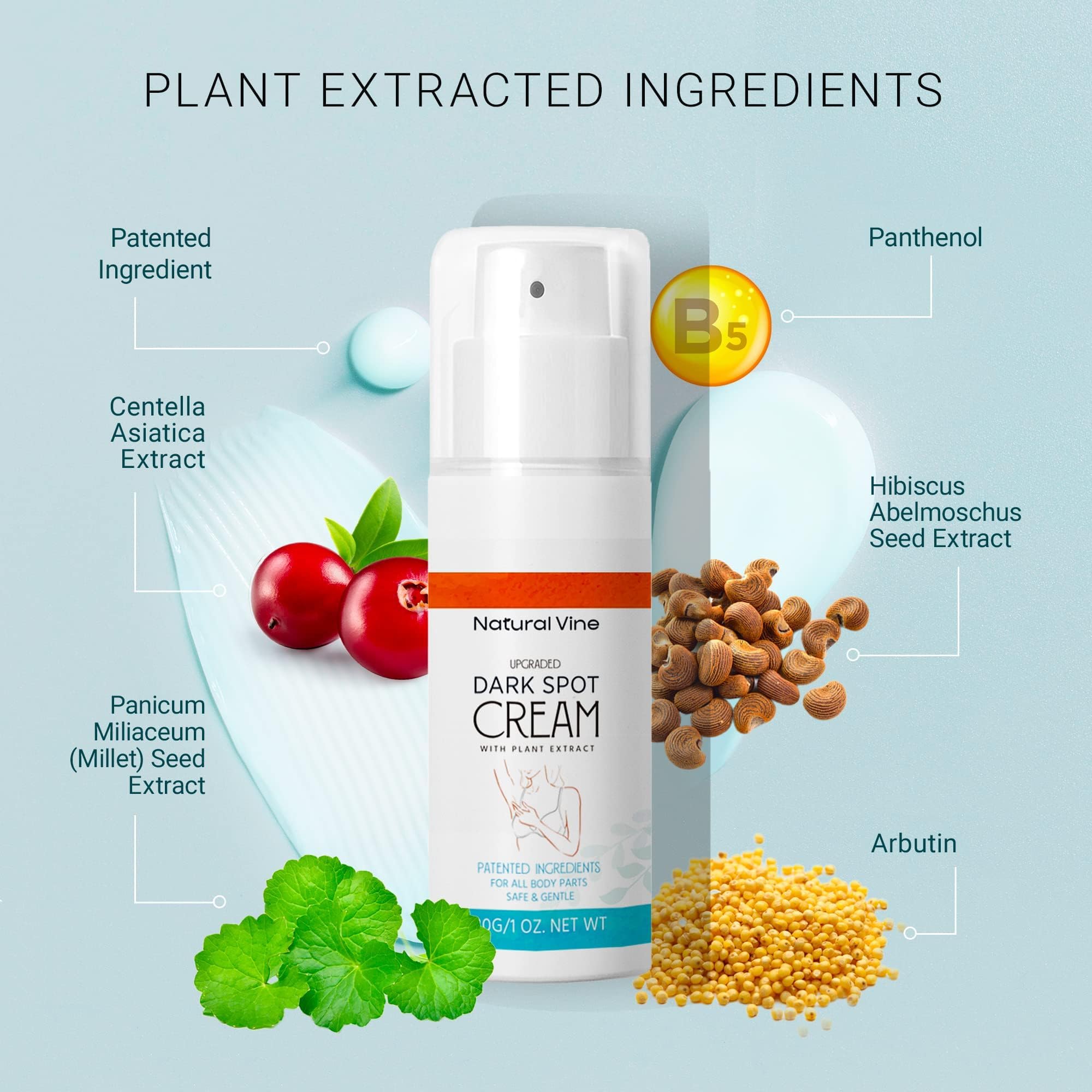Natural Vine Dark Spot Corrector: Dark Spot Remover for Face Body in 4-8 Weeks - Instant Concealing & Age Brown Sun Faded Spot Remover Melasma Freckles Correcting with Niacinamide for Women & Men 60g Halalzen