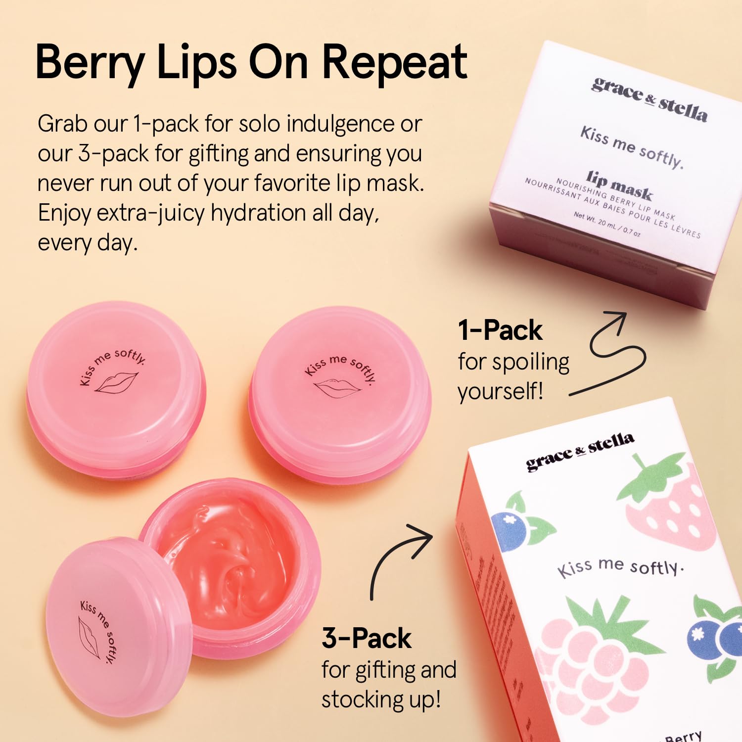 grace & stella Award Winning Lip Butter - Hydrating Lip Balm - Nourishing Lip Mask (1-pack) Travel Essentials, Travel Size Toiletries, Birthday Gifts for Women & Teens - Overnight Lip Repair - Vegan Halalzen