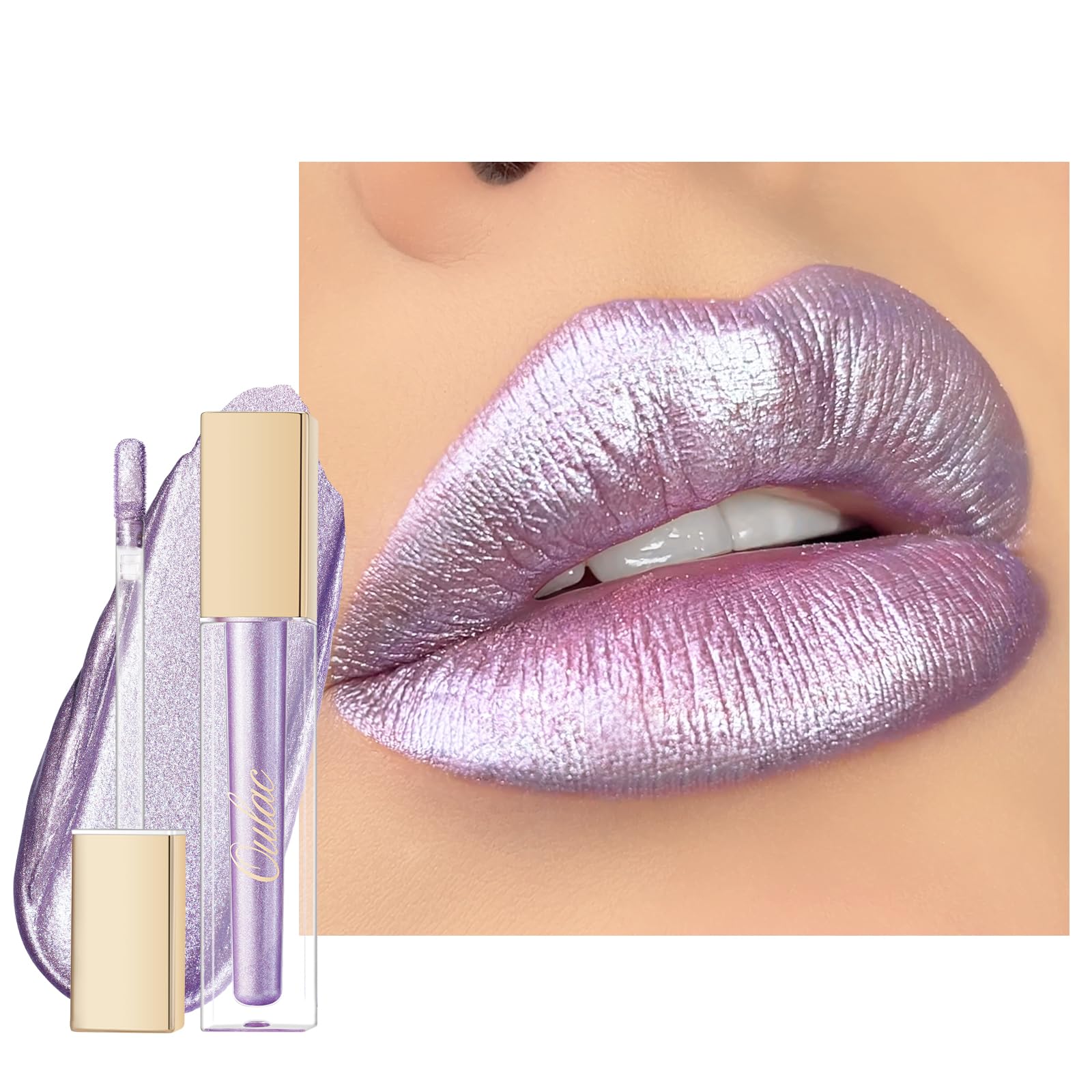 Oulac Metallic Diamond Shine Liquid Lip Gloss - Glitter Glossy for Lip & Eye, Long Lasting 24H + & Waterproof, Lightweight Lip Stain, 3D Metallic Finish, No Transfer, Vegan, 4.5ml,MD05 Loose Control Halalzen