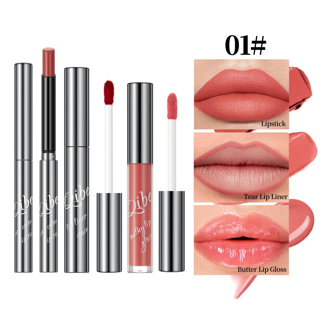 3PCS Matte Liquid Lipstick Lip Gloss & Liner Set - All-IN-One Lip Kit, Velvety Nude Color, Waterproof Make Up Set (# 03) Halalzen