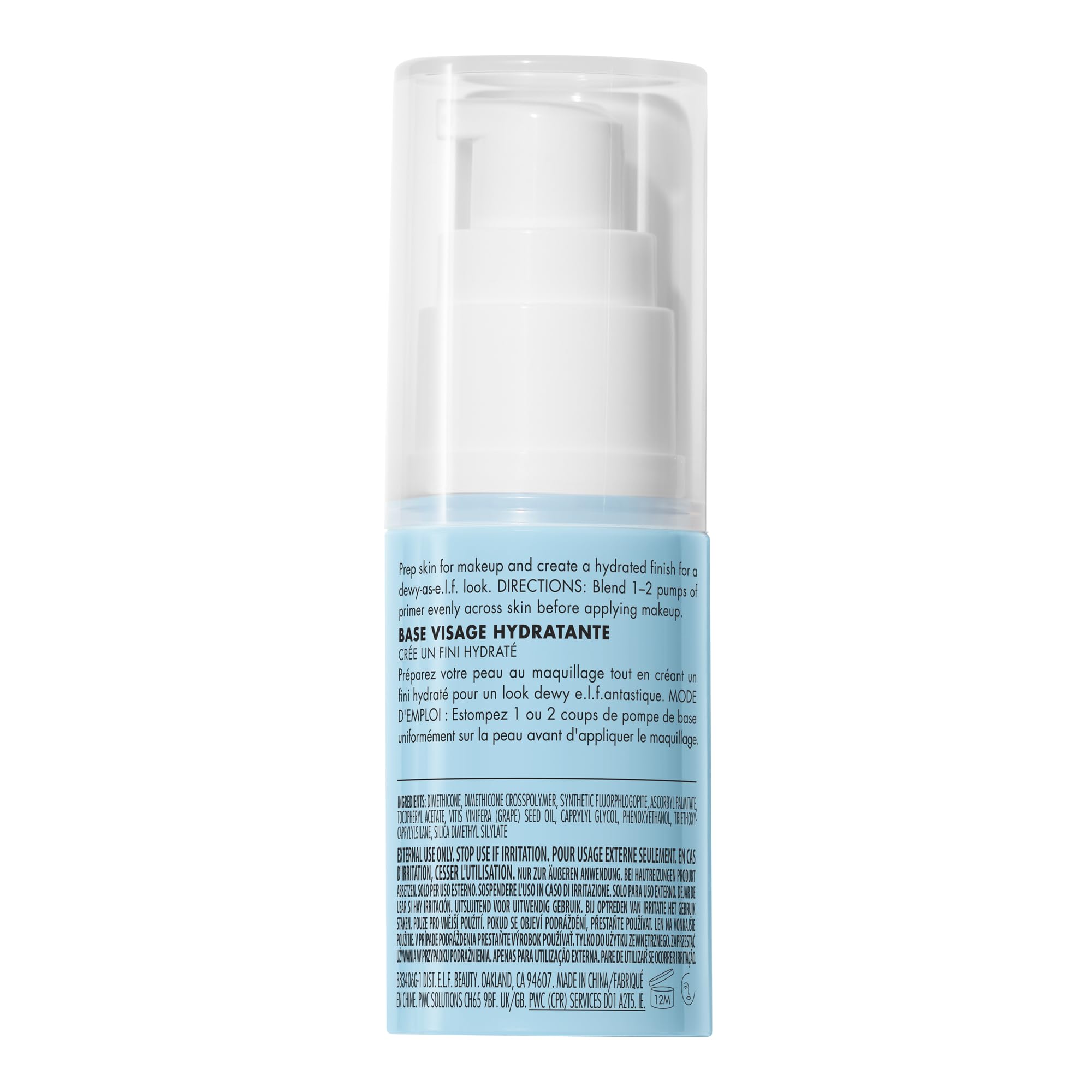 e.l.f., Hydrating Face Primer, Lightweight, Long Lasting, Creamy, Hydrates, Smooths, Fills in Pores and Fine Lines, Natural Matte Finish, Infused with Vitamin E, 0.47 Oz Halalzen