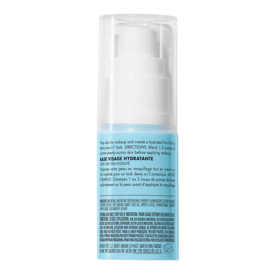 e.l.f., Hydrating Face Primer, Lightweight, Long Lasting, Creamy, Hydrates, Smooths, Fills in Pores and Fine Lines, Natural Matte Finish, Infused with Vitamin E, 0.47 Oz Halalzen