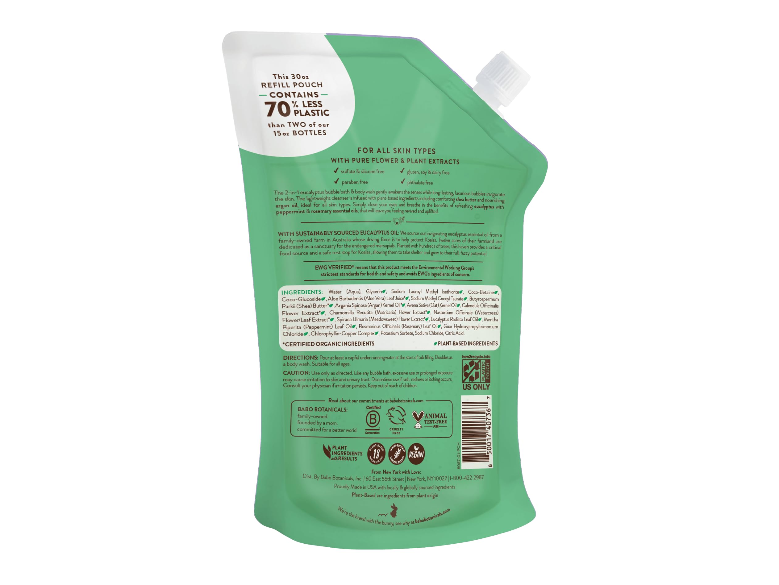 BABO Botanicals Eucalyptus Remedy 2-in-1 Bubble Bath & Wash - Invigorating Eucalyptus, Rosemary & Peppermint - for All Ages - EWG Verified - Vegan Halalzen
