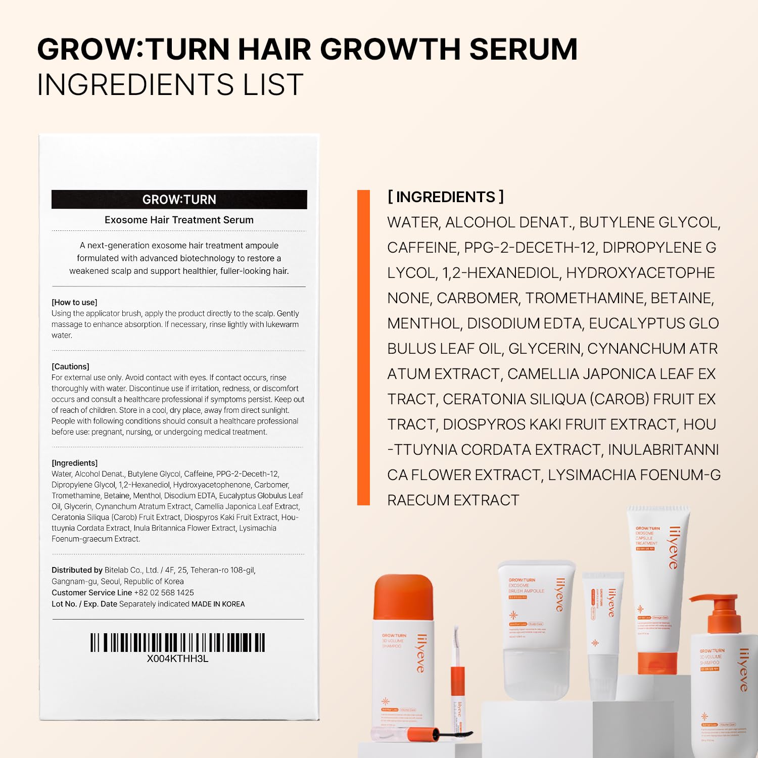 lilyeve GROWTURN Hair Growth Serum with Built-in Brush, Heartleaf-Derived Exosomes to Revitalize, Scalp Massager, Korean Hair Care, 3.38 fl. oz. (Pack of 1) Halalzen